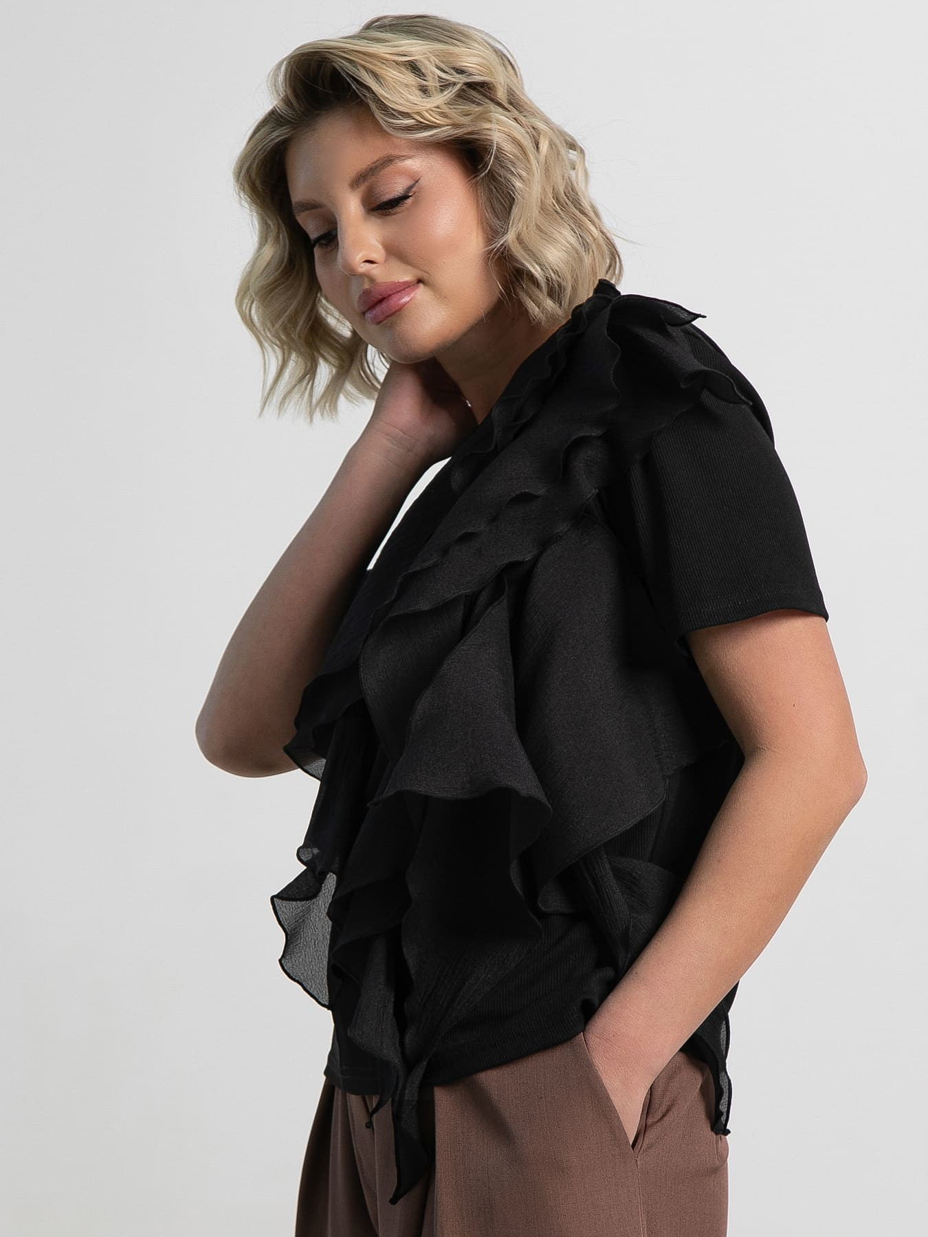 Блуза праздничная Риана ХИТ (черная) Б15078-5М