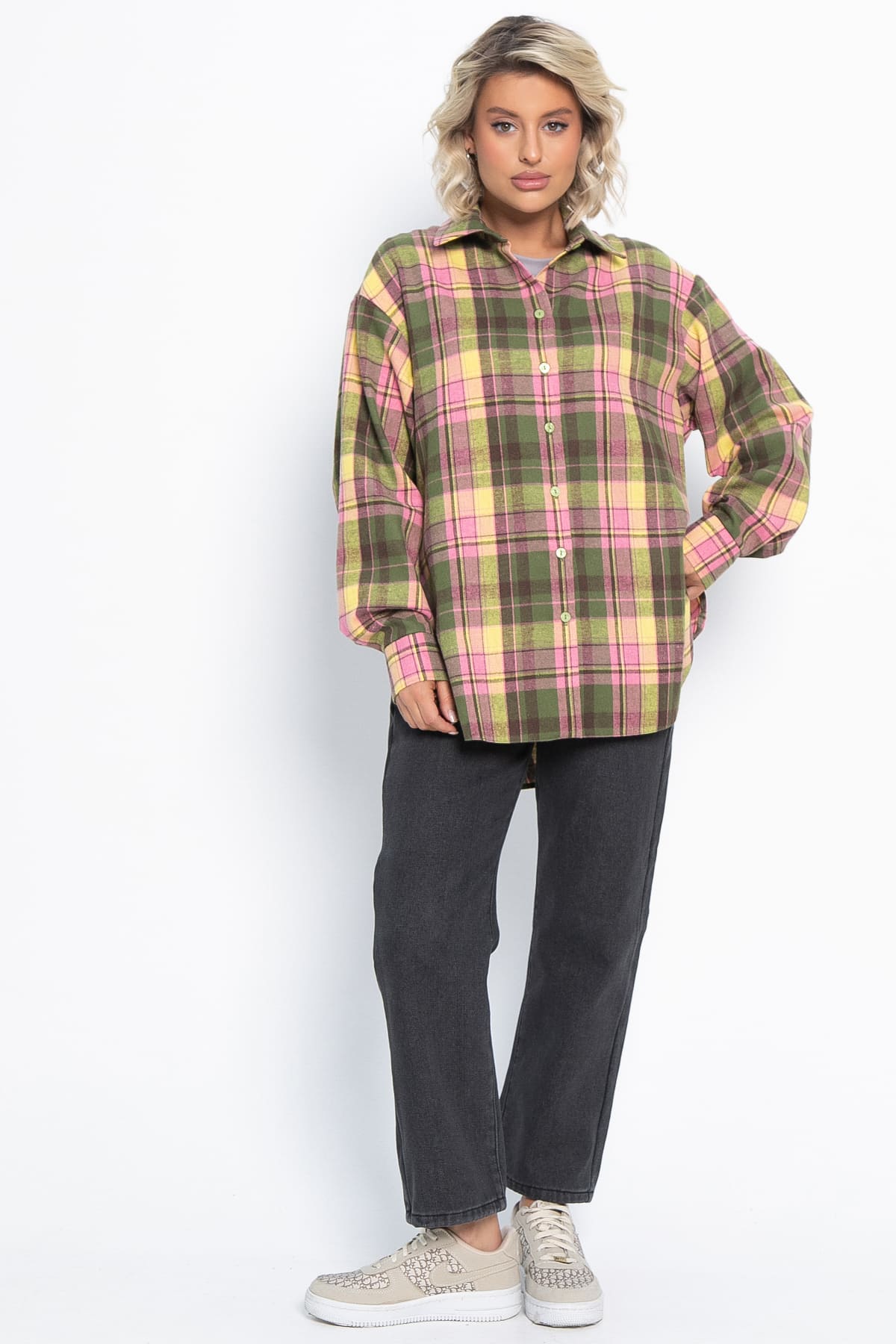 Рубашка Дэлли (зелено-розовая) Б15106-7М