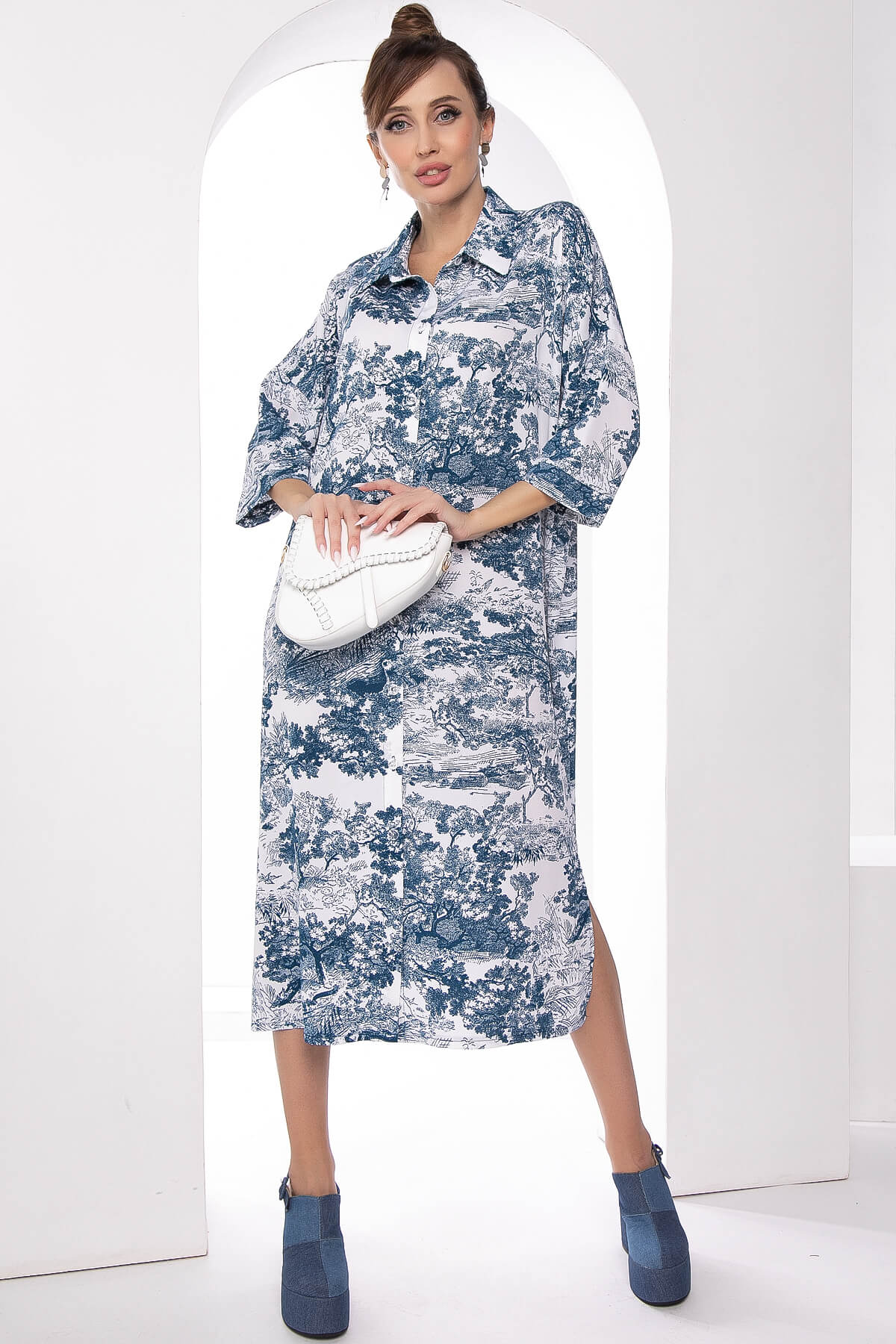 Платье "Сьюзан" (вайт/блю) П8161