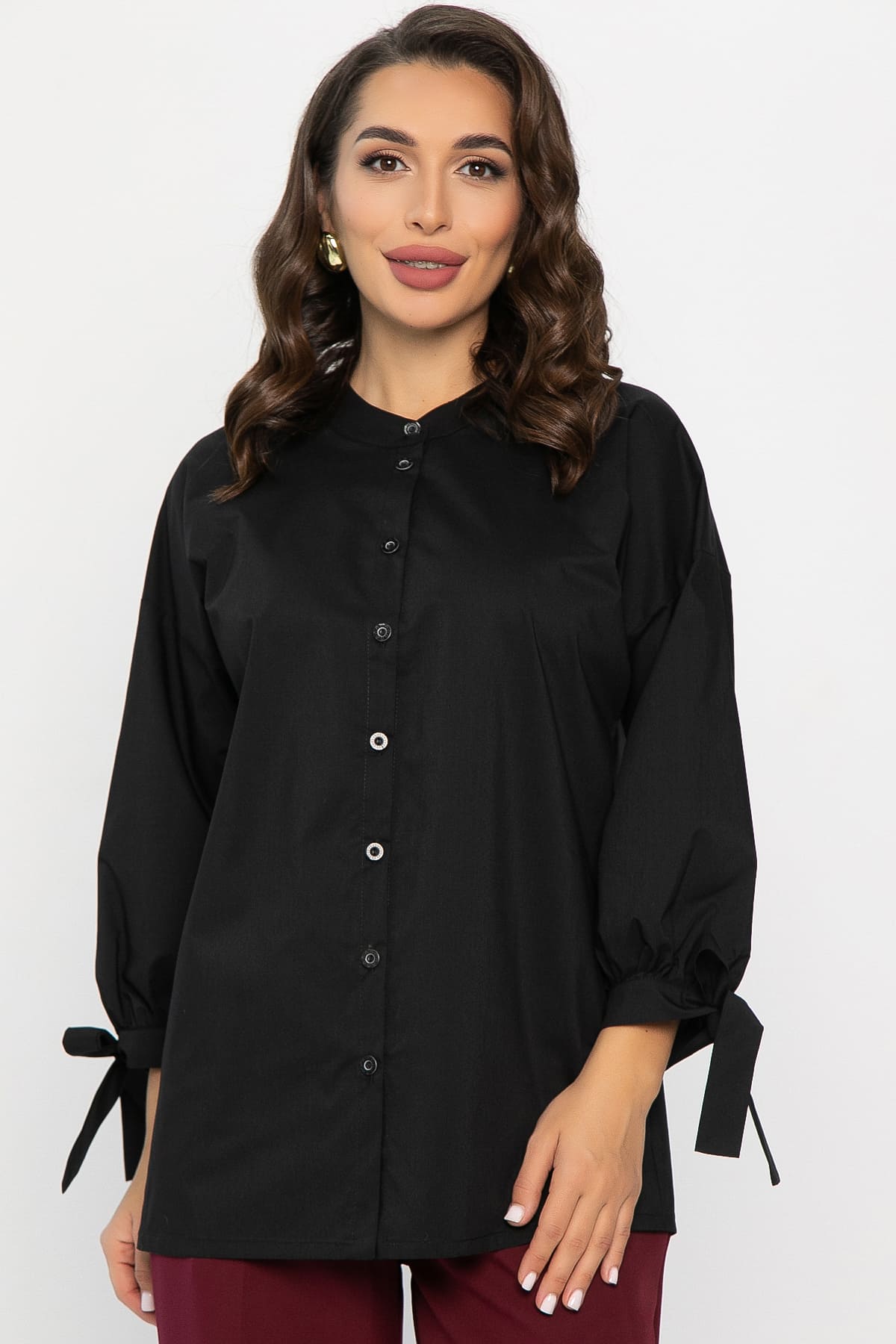 Блуза с завязками Ажур (черная) Б14387-10М