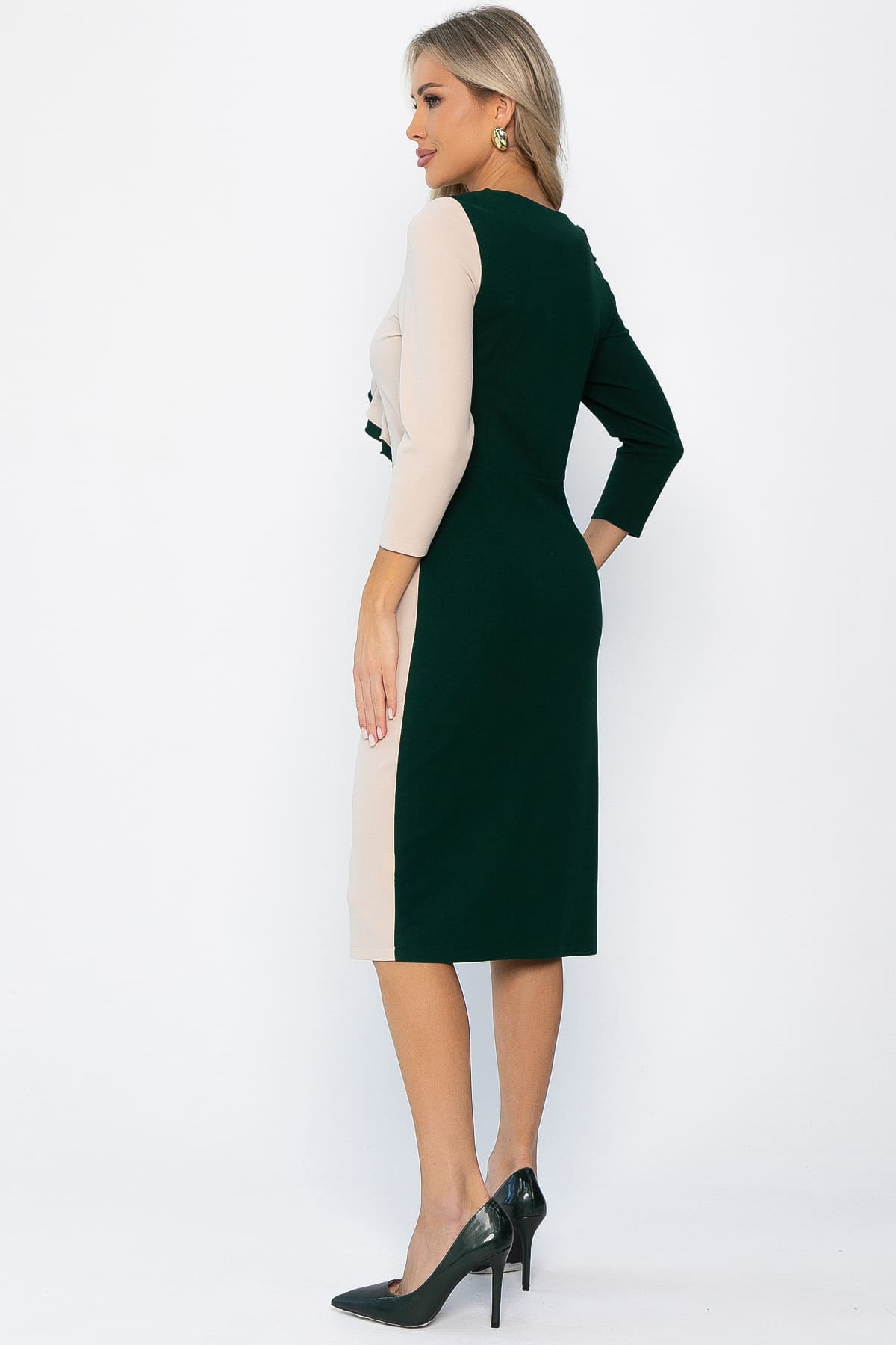 Платье Эванесса (зелено-бежевое) П12742-35М