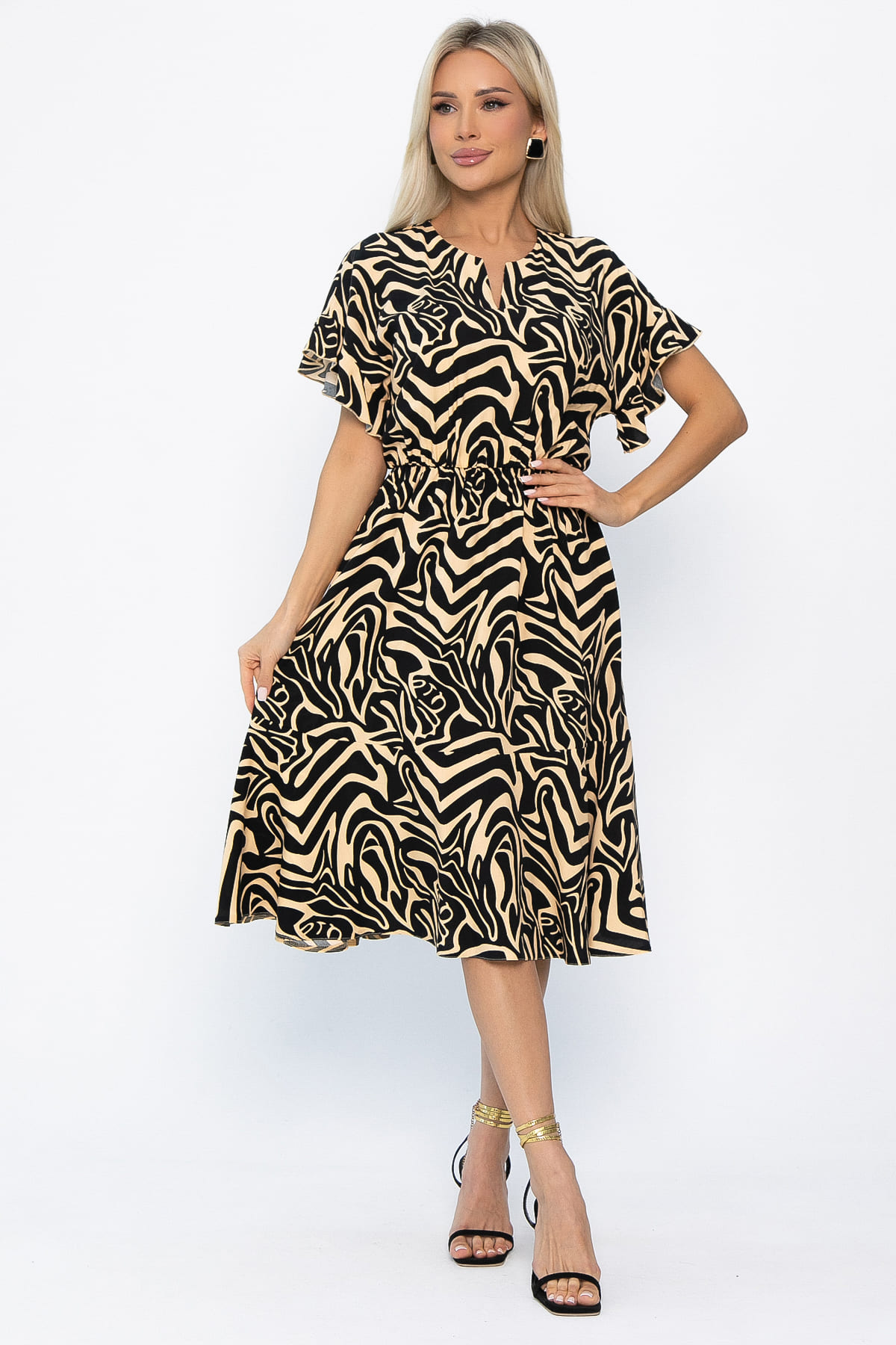 Платье Кристи (бежево-черное) П13872-35М