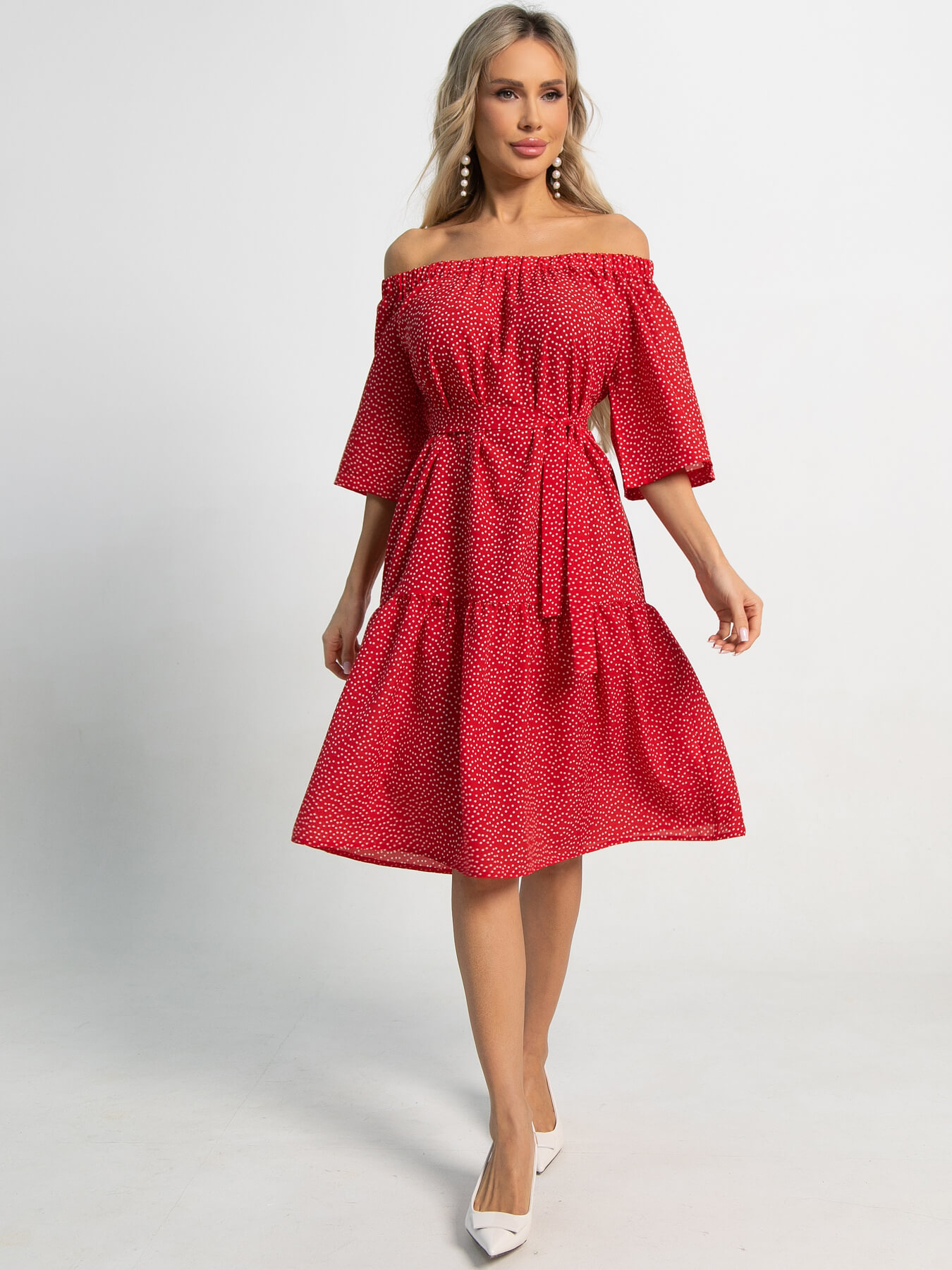 Платье с поясом Дафна (красное) П15524-8М