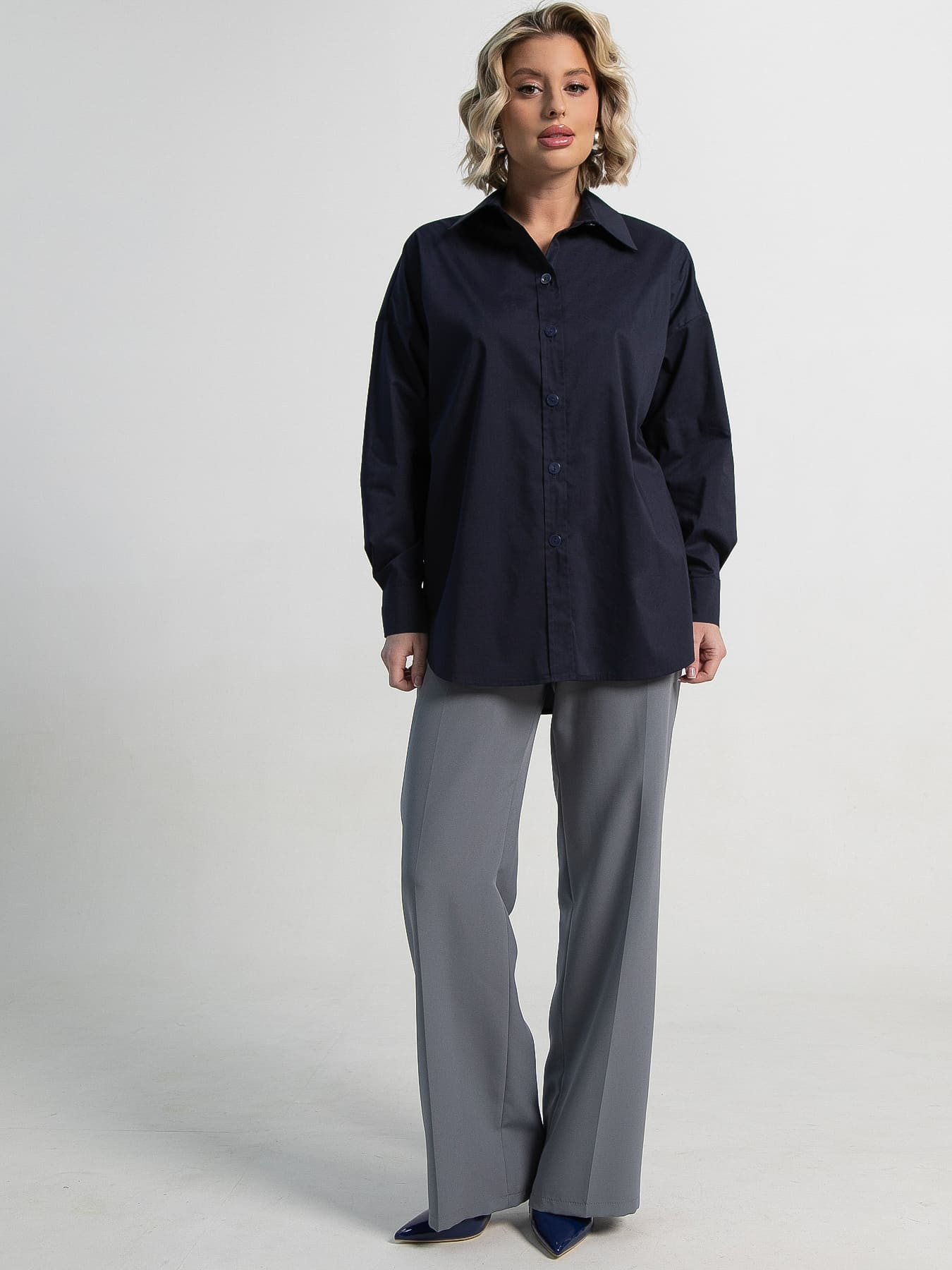 Рубашка хлопковая Рина (темно-синяя) Б15224-53М