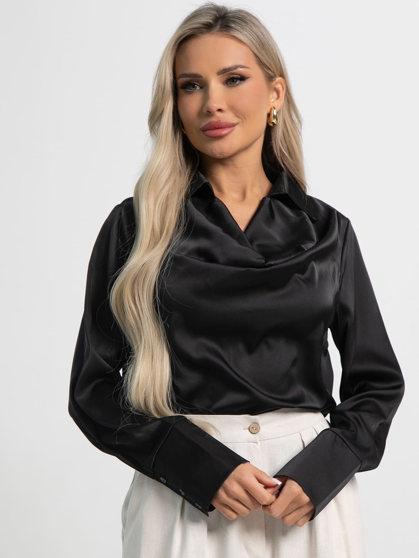 Блуза Шелковая сказка (черная) Б14379-33М