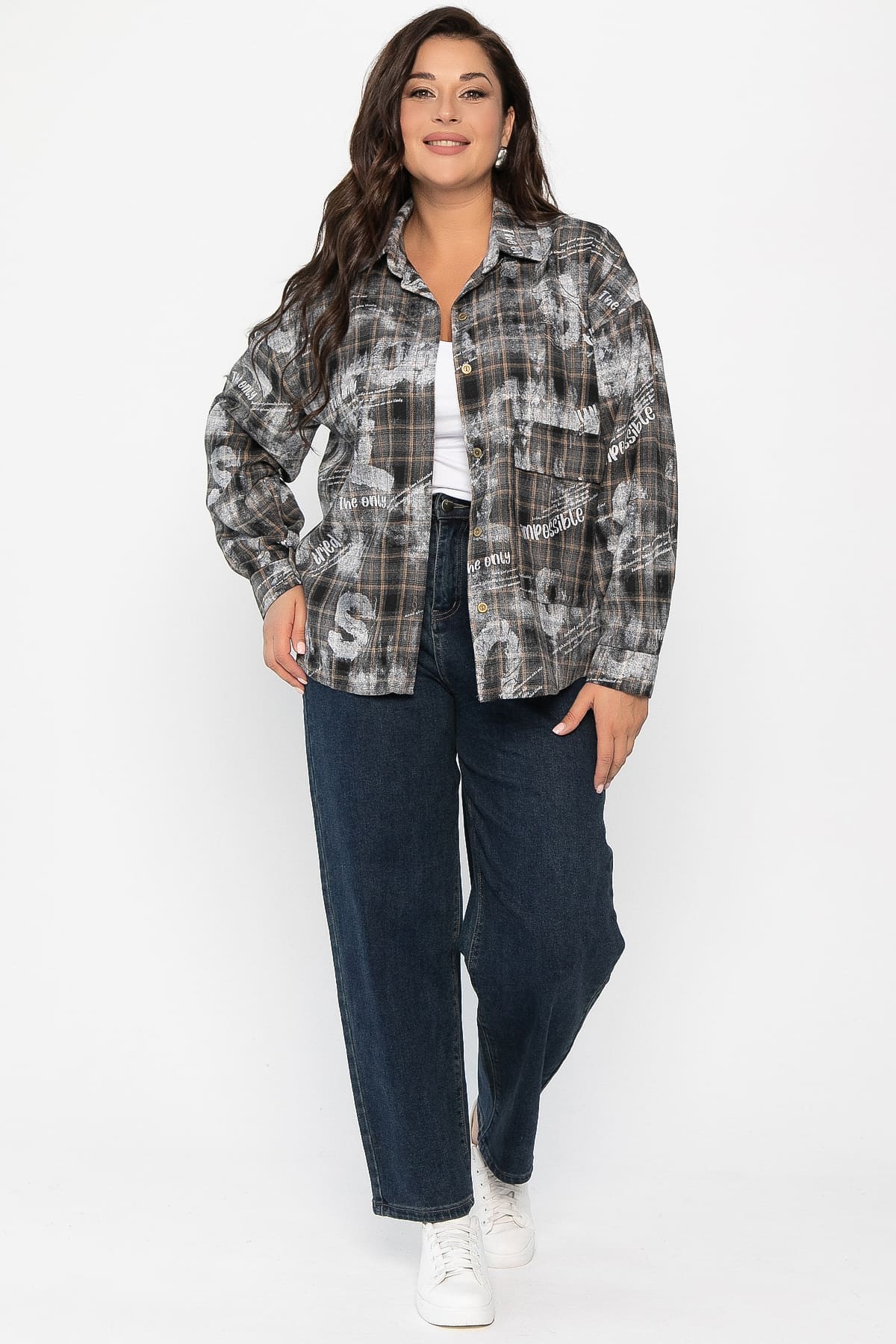 Рубашка хлопковая Шэрри (серо-коричневая) Б14307-18М