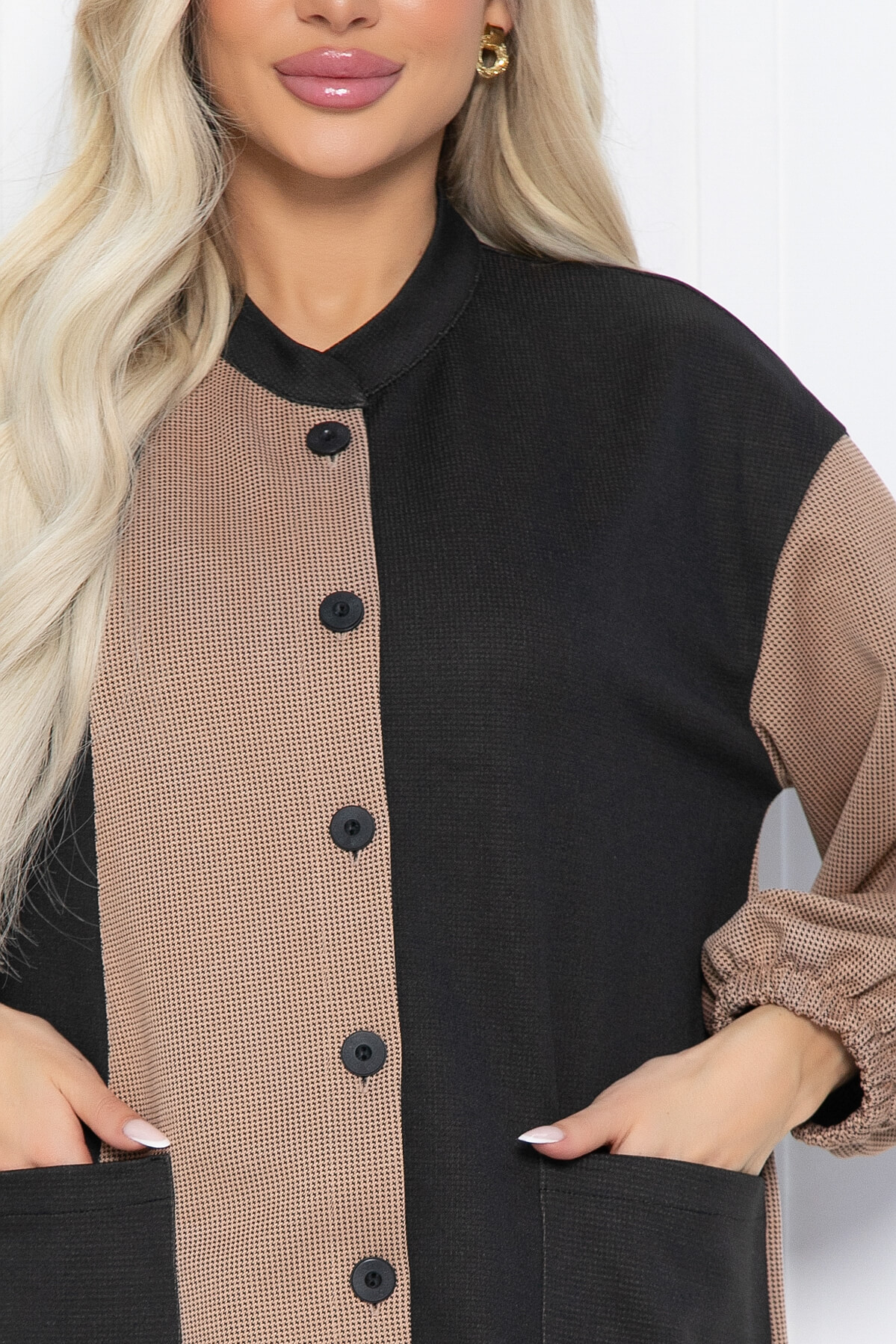 Рубашка Универ (бежево-черная) Б12494-24