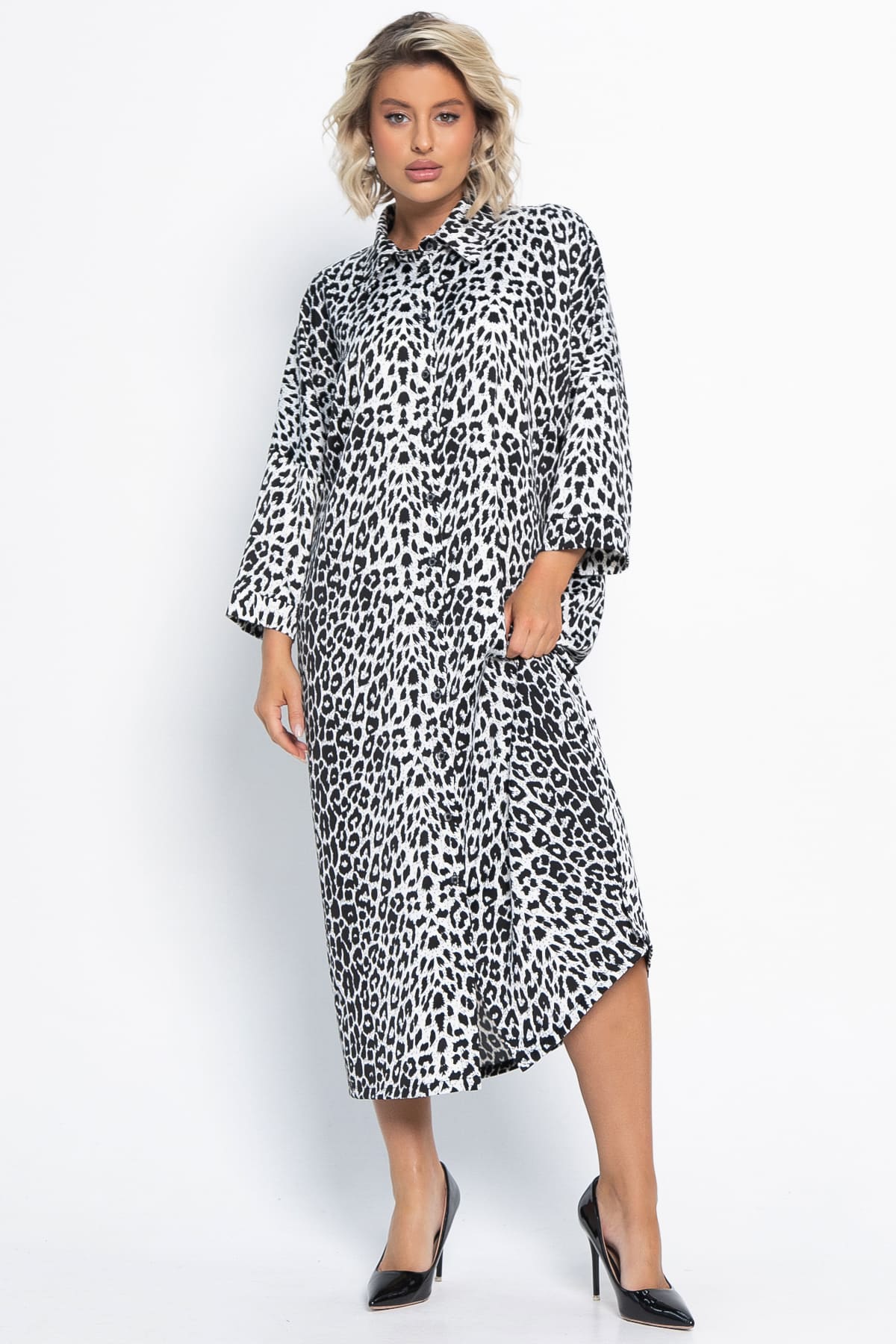 Платье Сьюзен (белый лео) П15091-7М