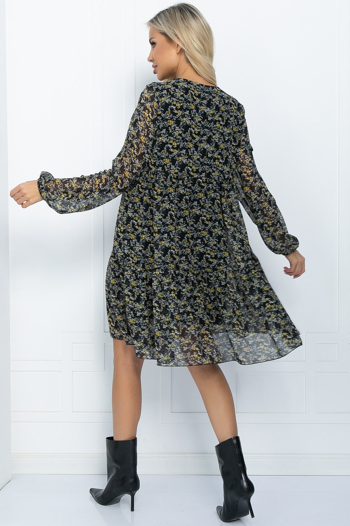 Платье Виорика (черно-желтое) П11726