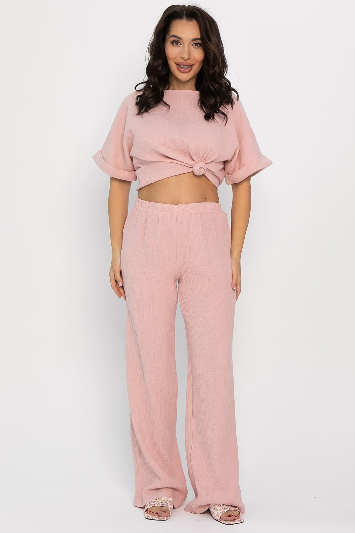 Брюки-палаццо Муслин (розовые) Б14582-52М