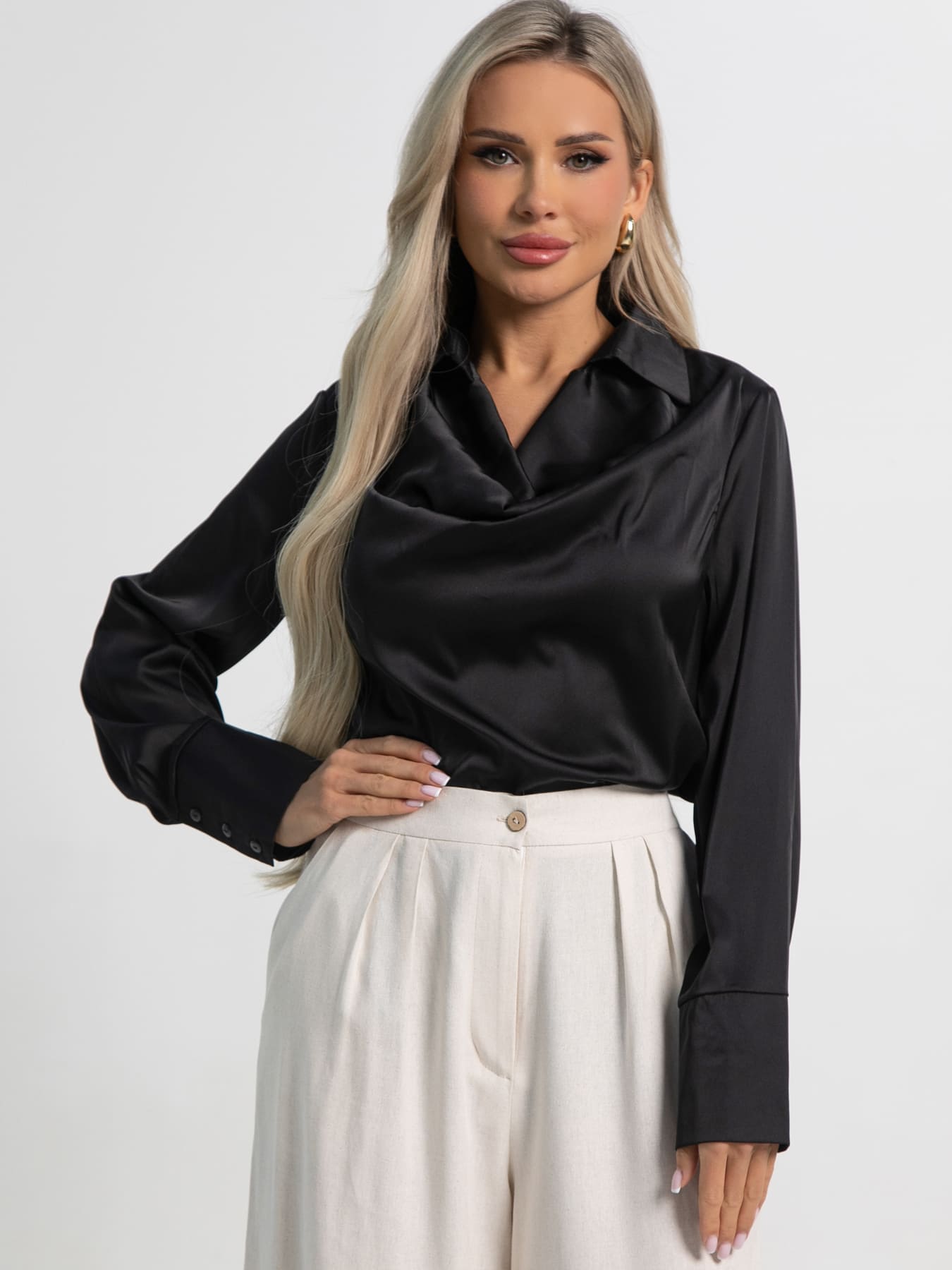 Блуза Шелковая сказка (черная) Б14379-33М