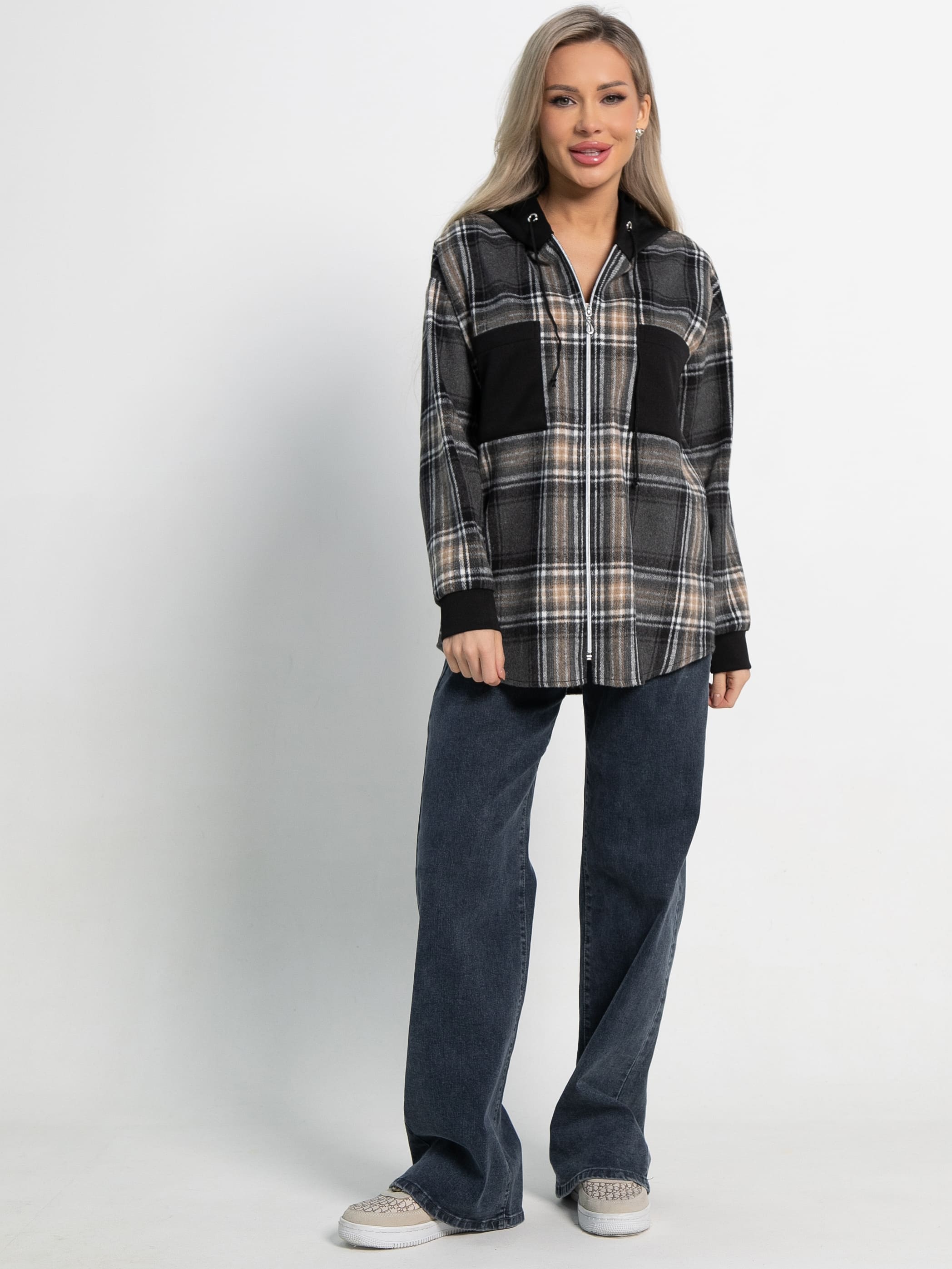 Рубашка Больше чем стиль НЬЮ (серо-бежевая) Б15125-50М