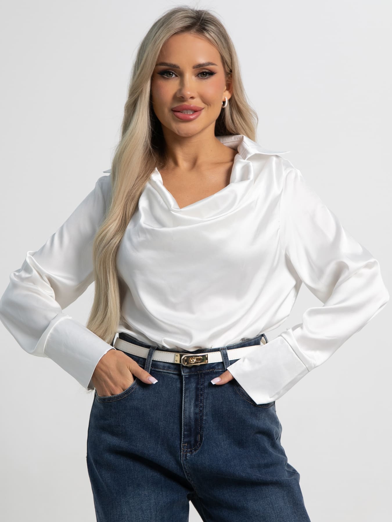 Блуза Шелковая сказка (белая) Б14380-33М