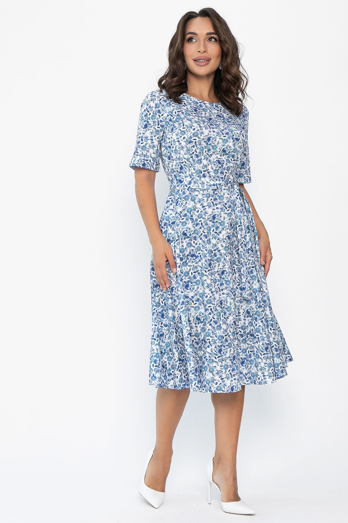 Платье Стиляги (бело-голубое) П13998-16М