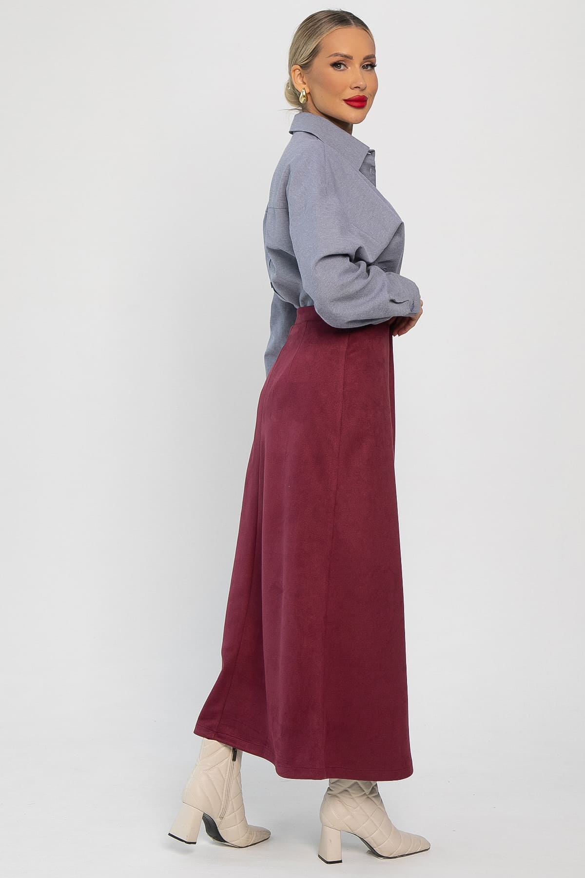 Юбка макси Алана (бордовая) Ю14254-6М