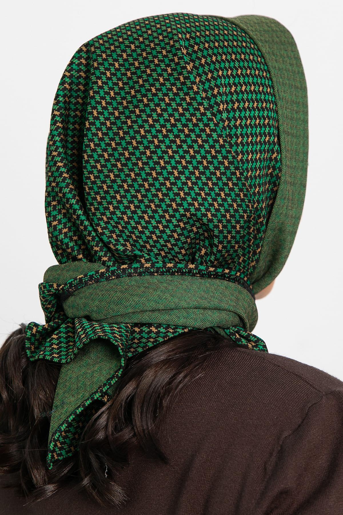 Косынка с отворотом (зелено-бежевая) КО18-23М