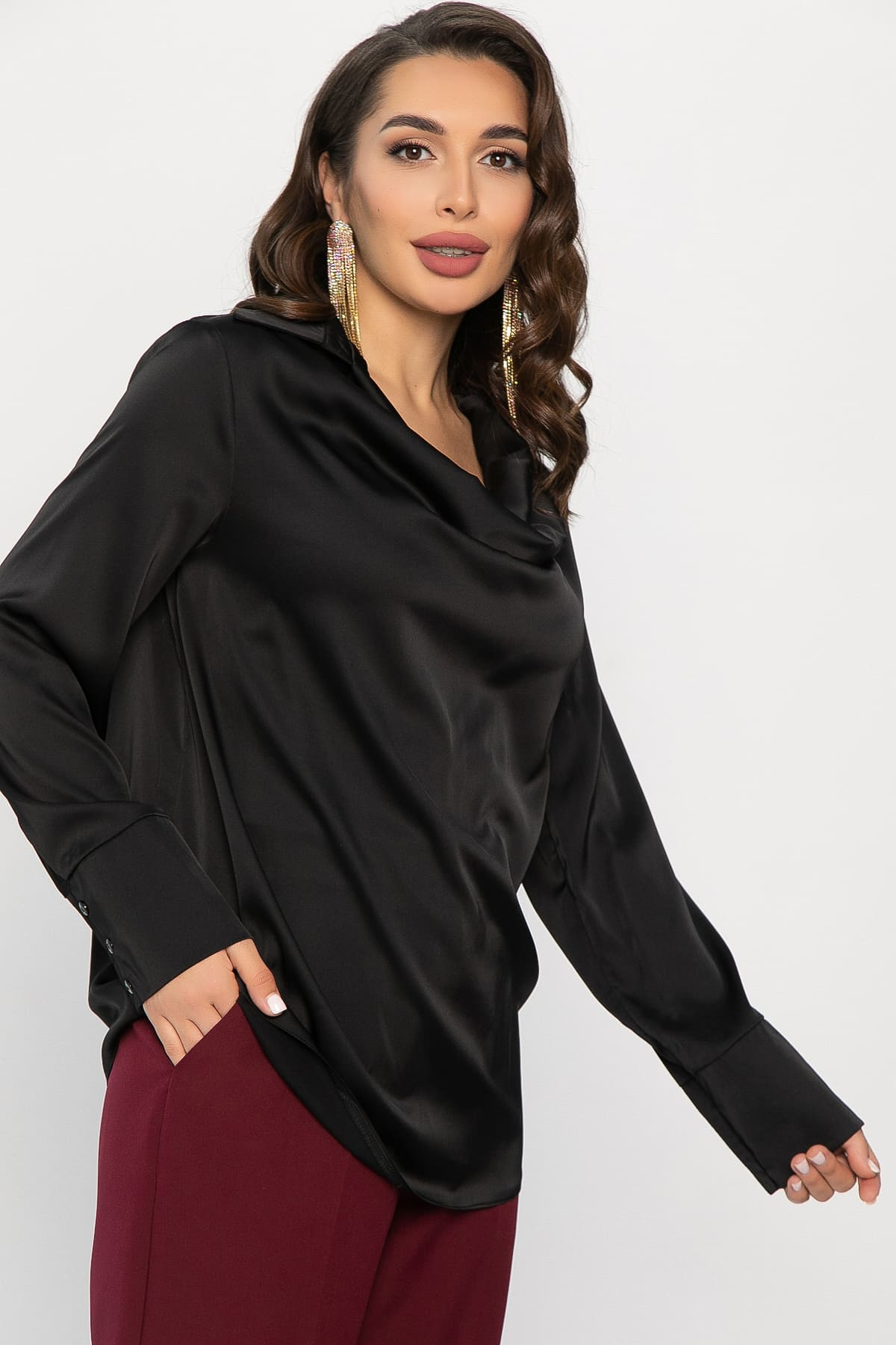 Блуза Шелковая сказка (черная) Б14379-33М