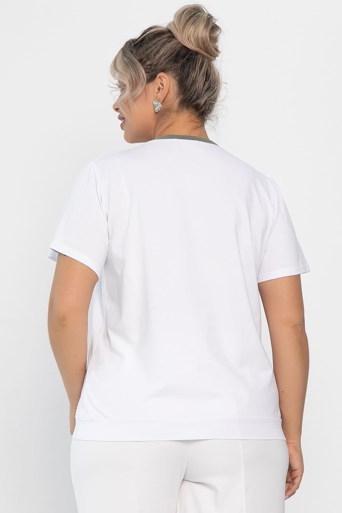 Блуза Лотус НЬЮ (белая/хаки) Б13976-20М