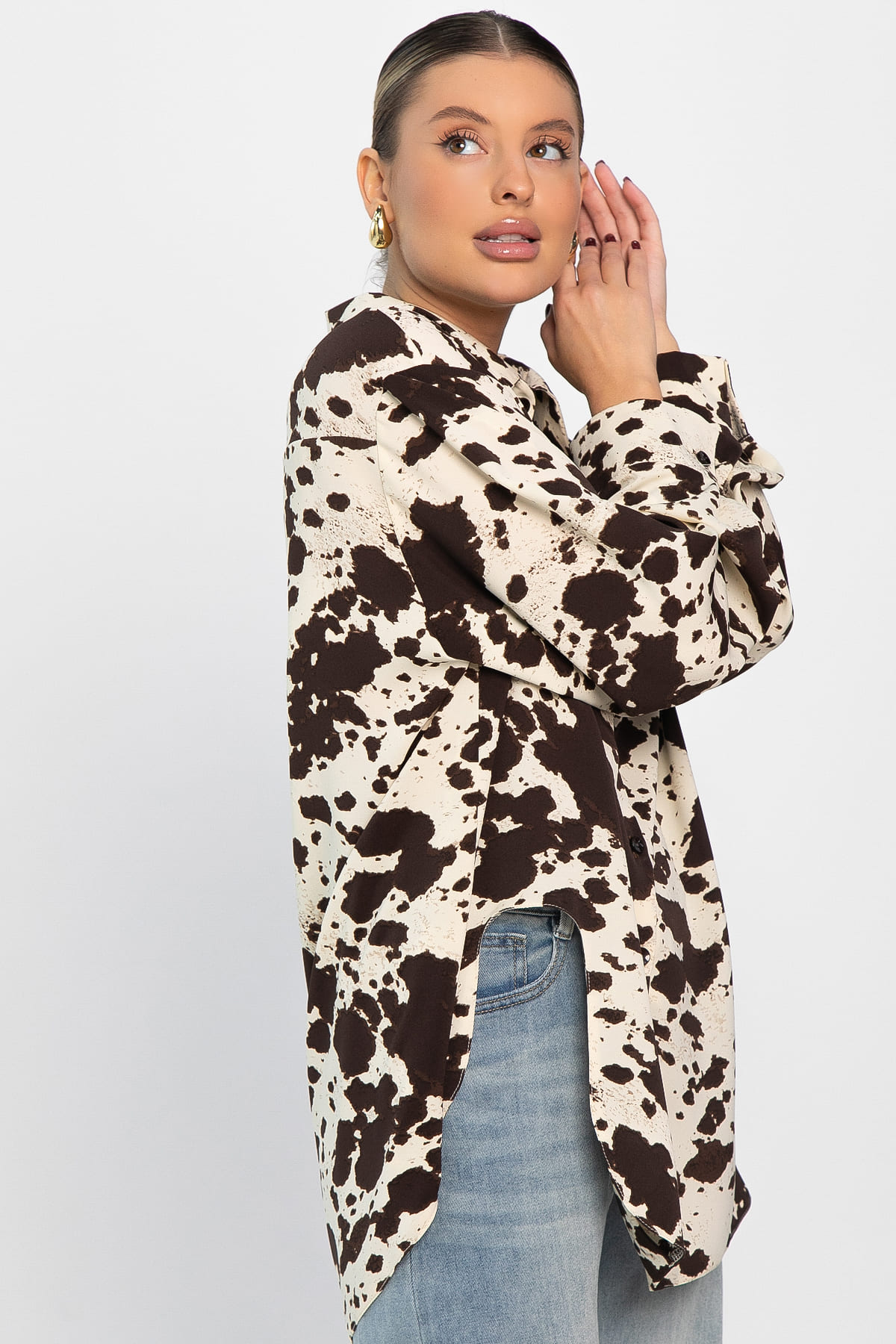 Блуза Тайна очарования (бело-коричневая) Б14432-5М