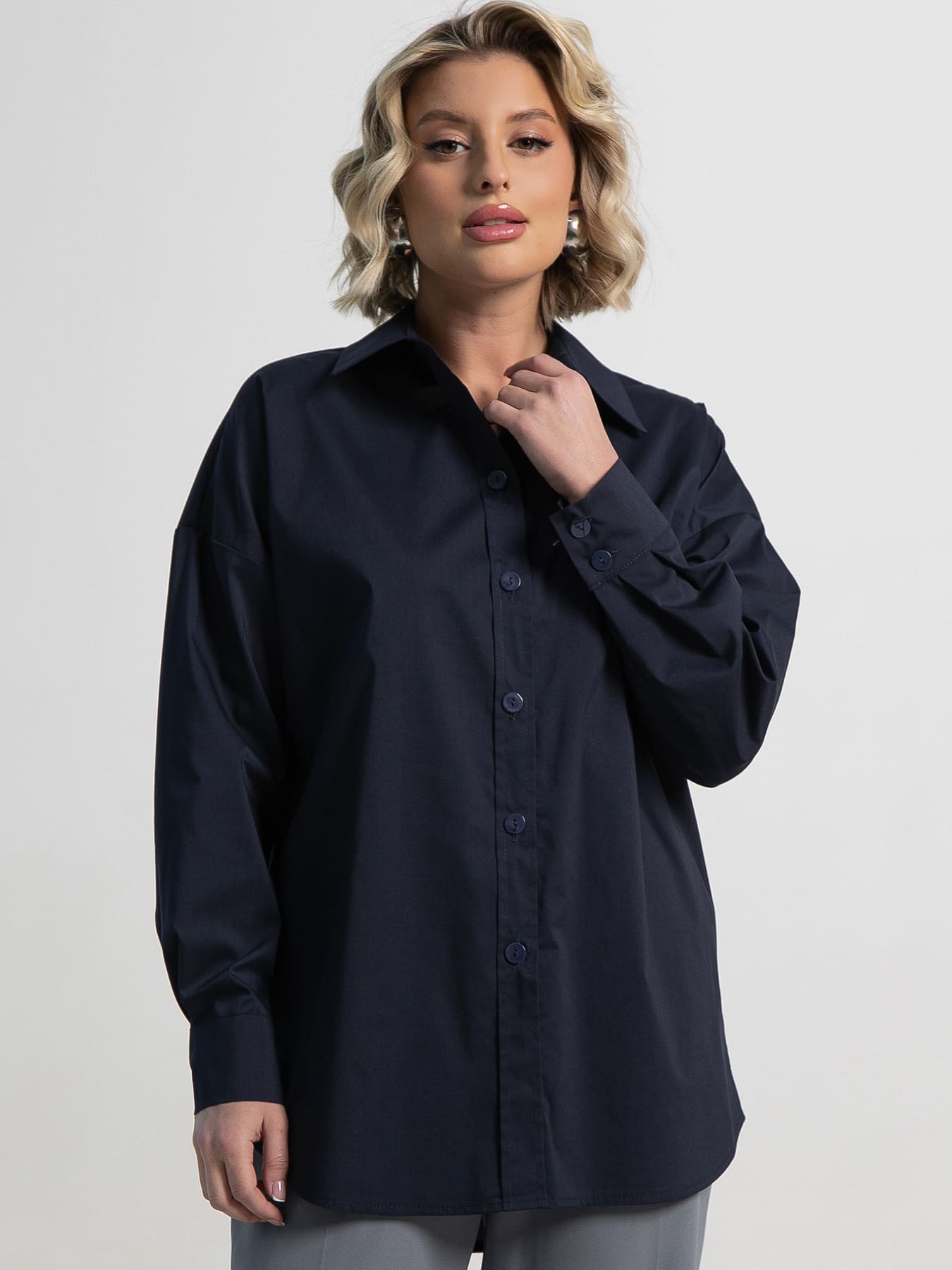 Рубашка хлопковая Рина (темно-синяя) Б15224-53М