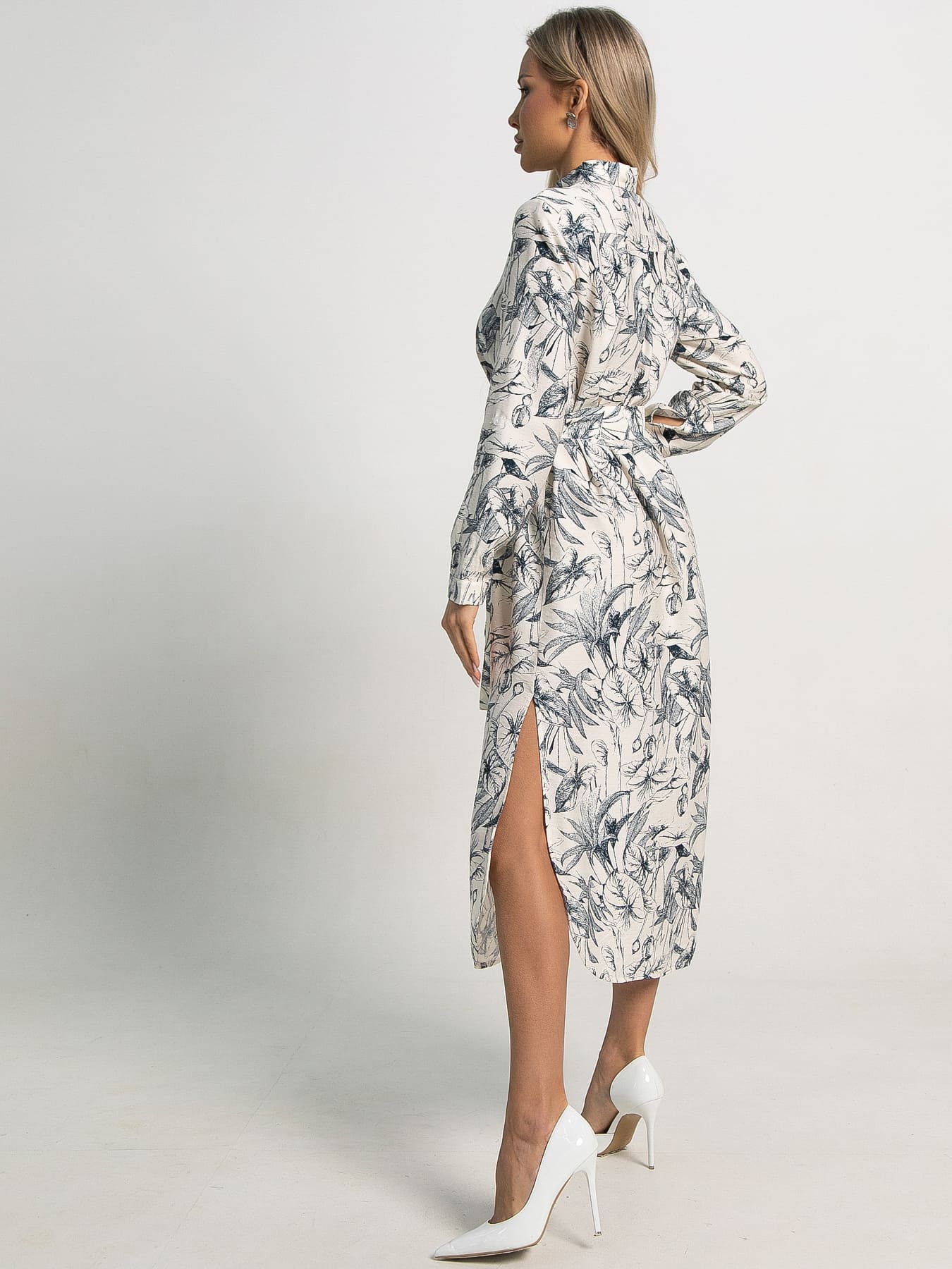 Платье-рубашка Долли (бело-синее) П15555-10М