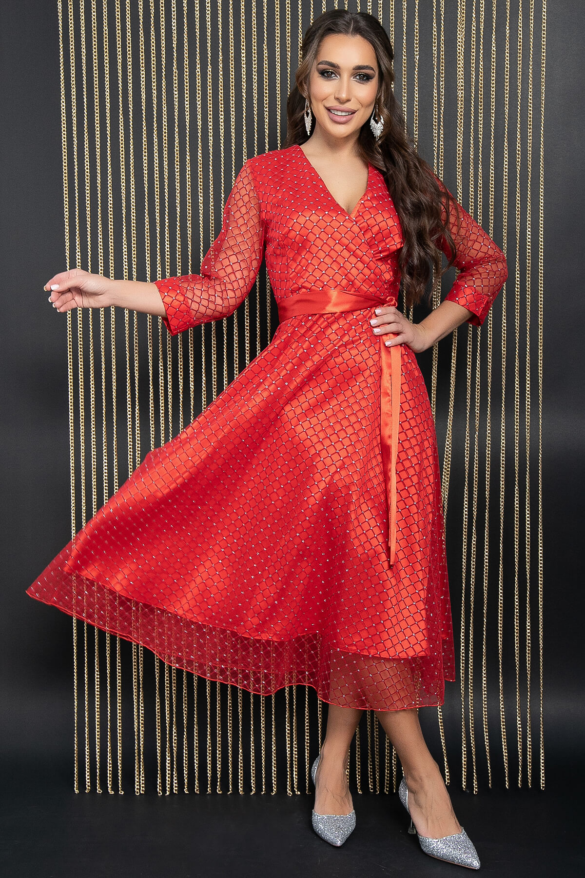 Платье праздничное Северное сияние (красное) П14398-5М