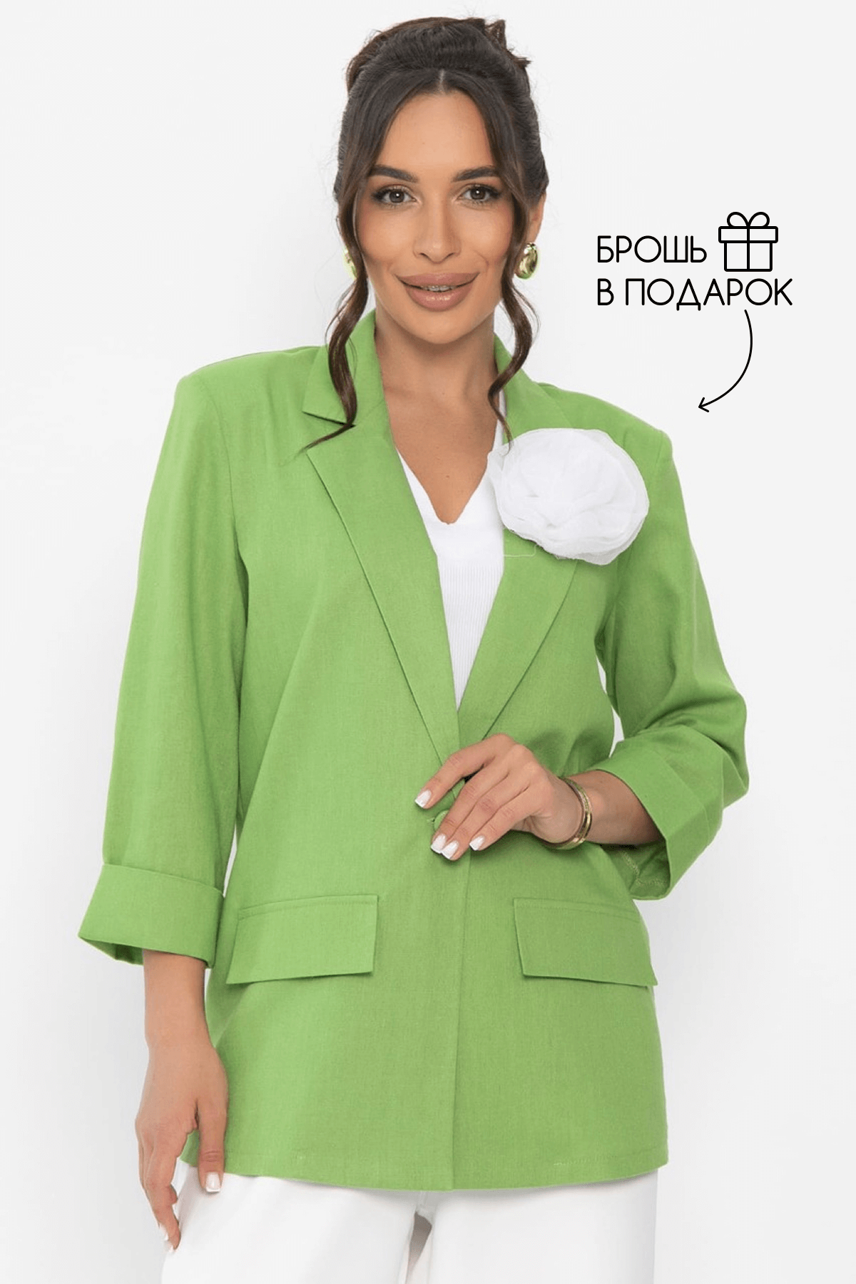 Пиджак льняной Мэрлин (зеленый) Б15429-7М