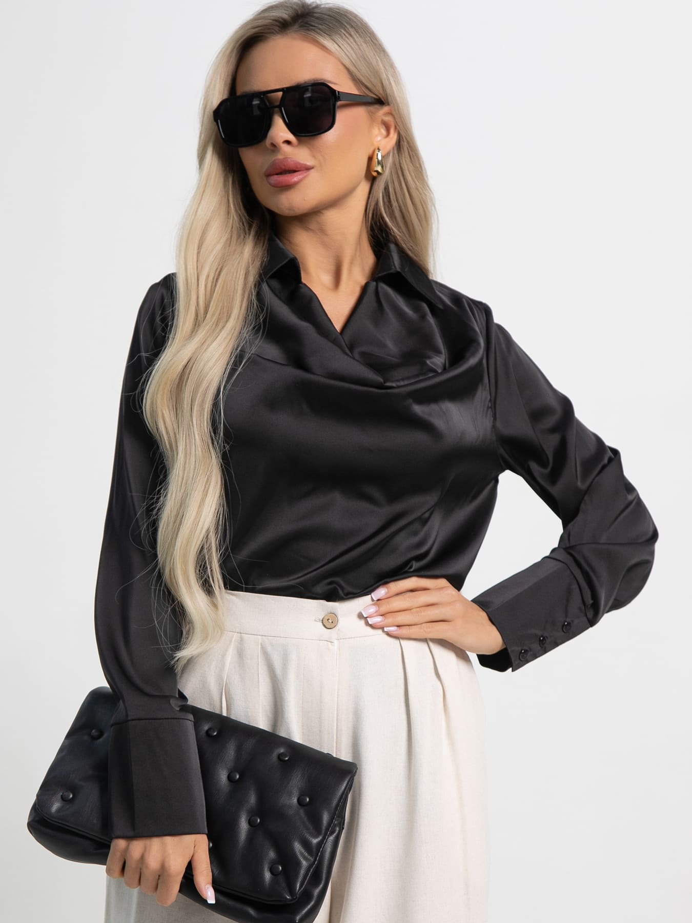 Блуза Шелковая сказка (черная) Б14379-33М