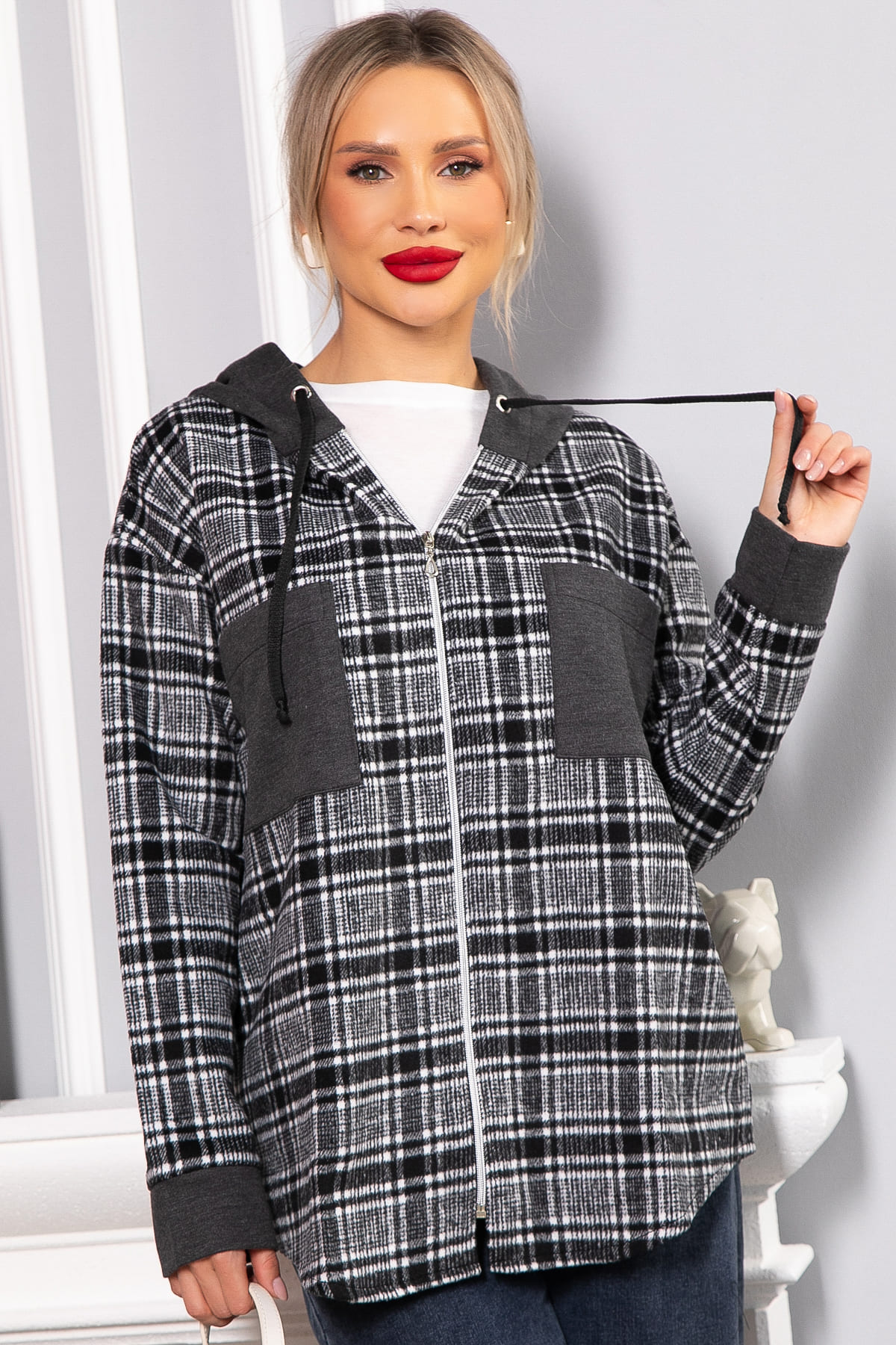 Рубашка с капюшоном Стокгольм (серая) Б14593-50М