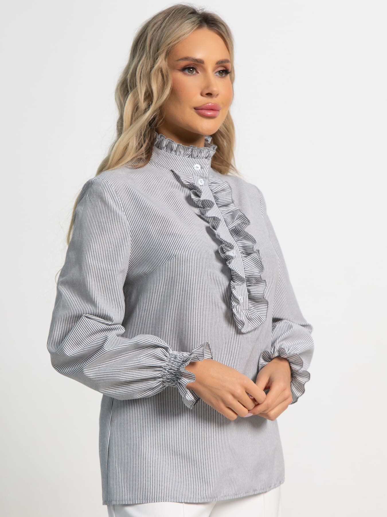 Блуза Санти (бело-серая) Б15622-54М