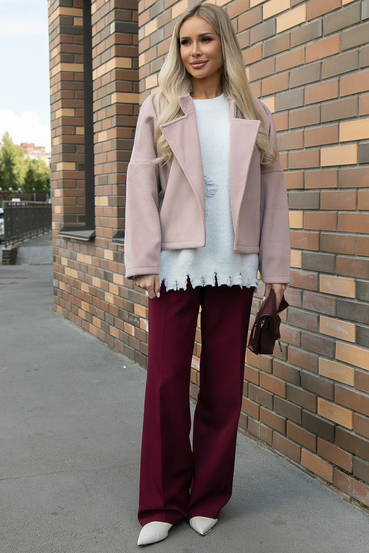 Пальто укороченное Хайт  (пудра) Б14315-7М