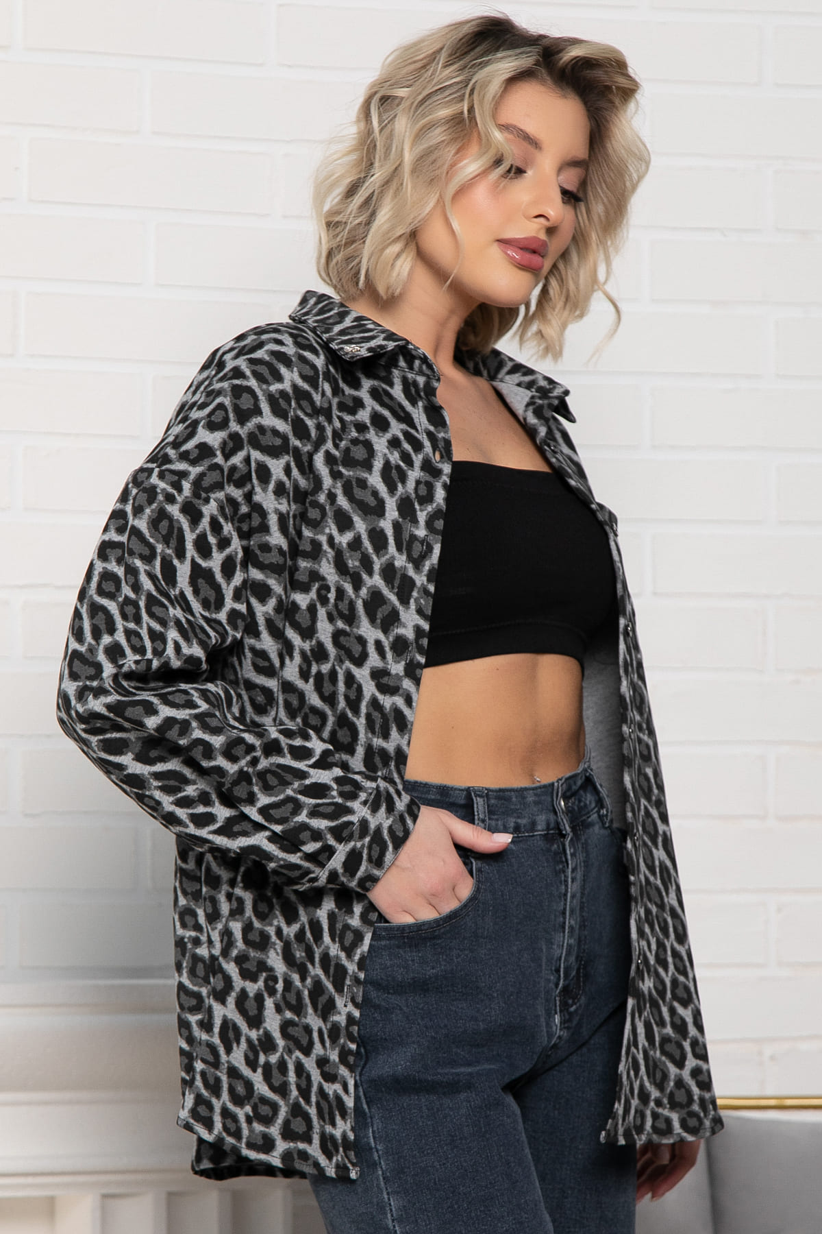 Рубашка Дарлин (серо-черная) Б14960-18М