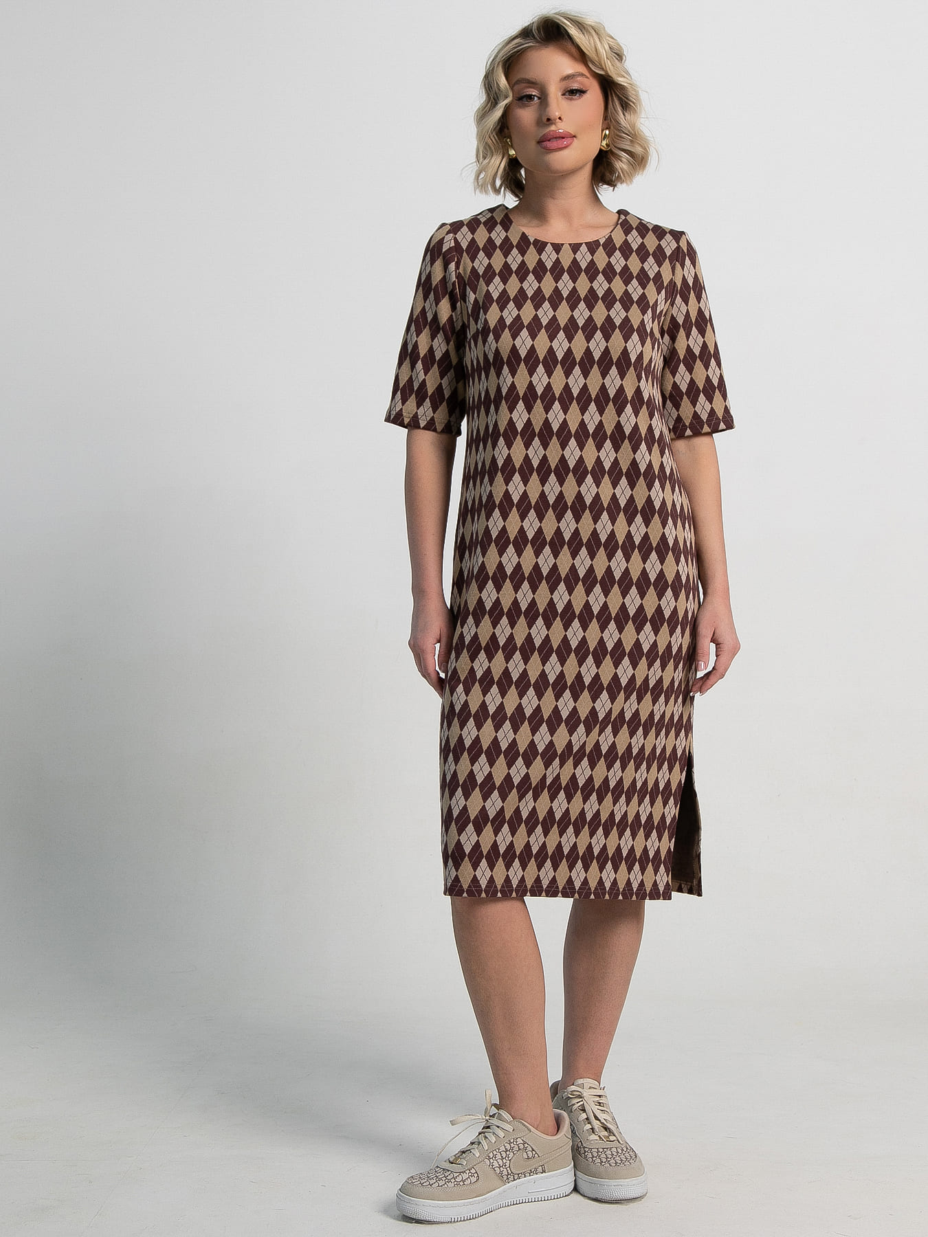 Платье трикотажное Лорейн (бежево-коричневое) П15189-25М