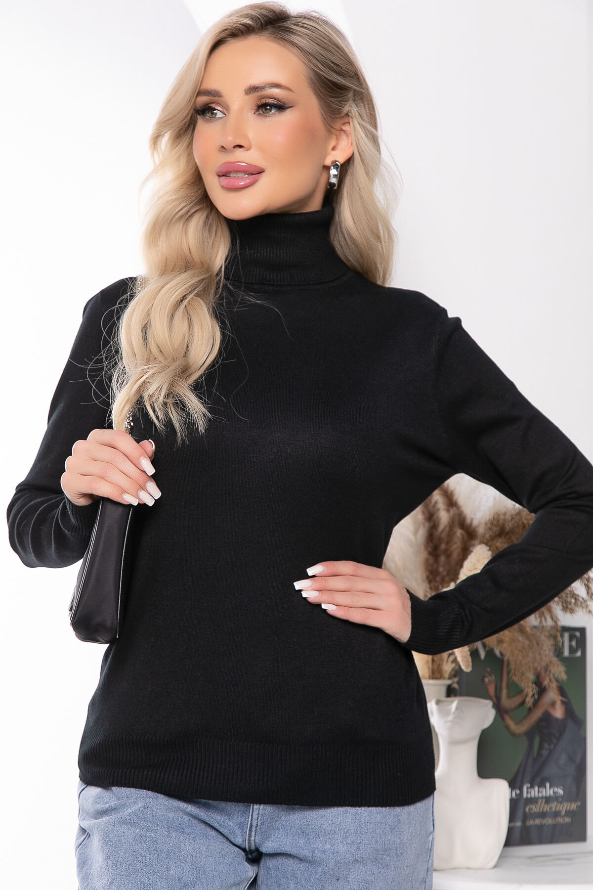 Водолазка Зимняя история (черная) Б14537-20М