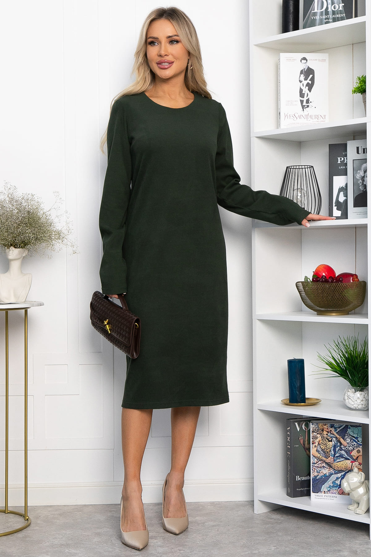 Платье трикотажное Уютный вечер (хаки) П14359-25М