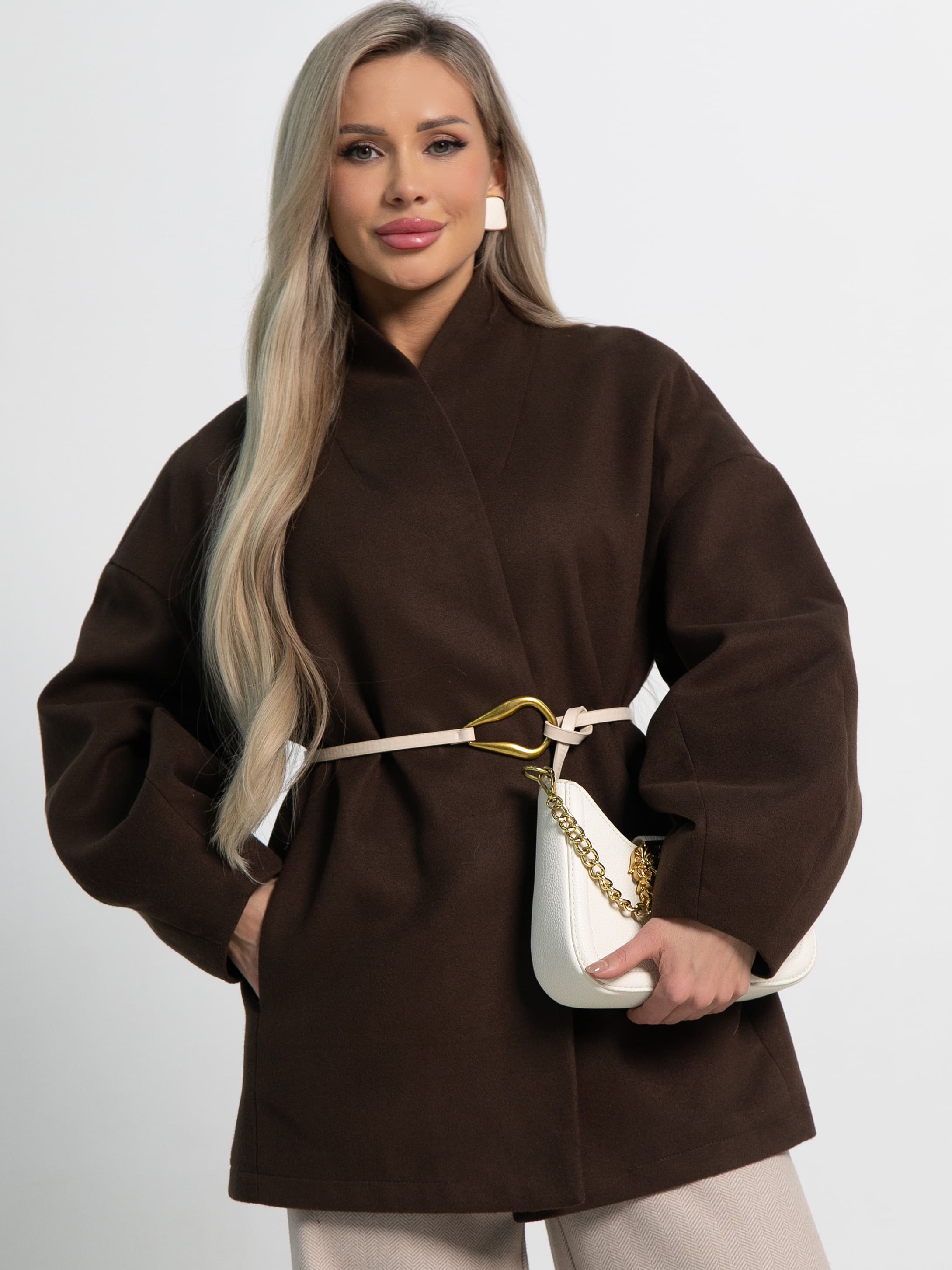 Пальто Мелания (горький шоколад) Б15185-5М