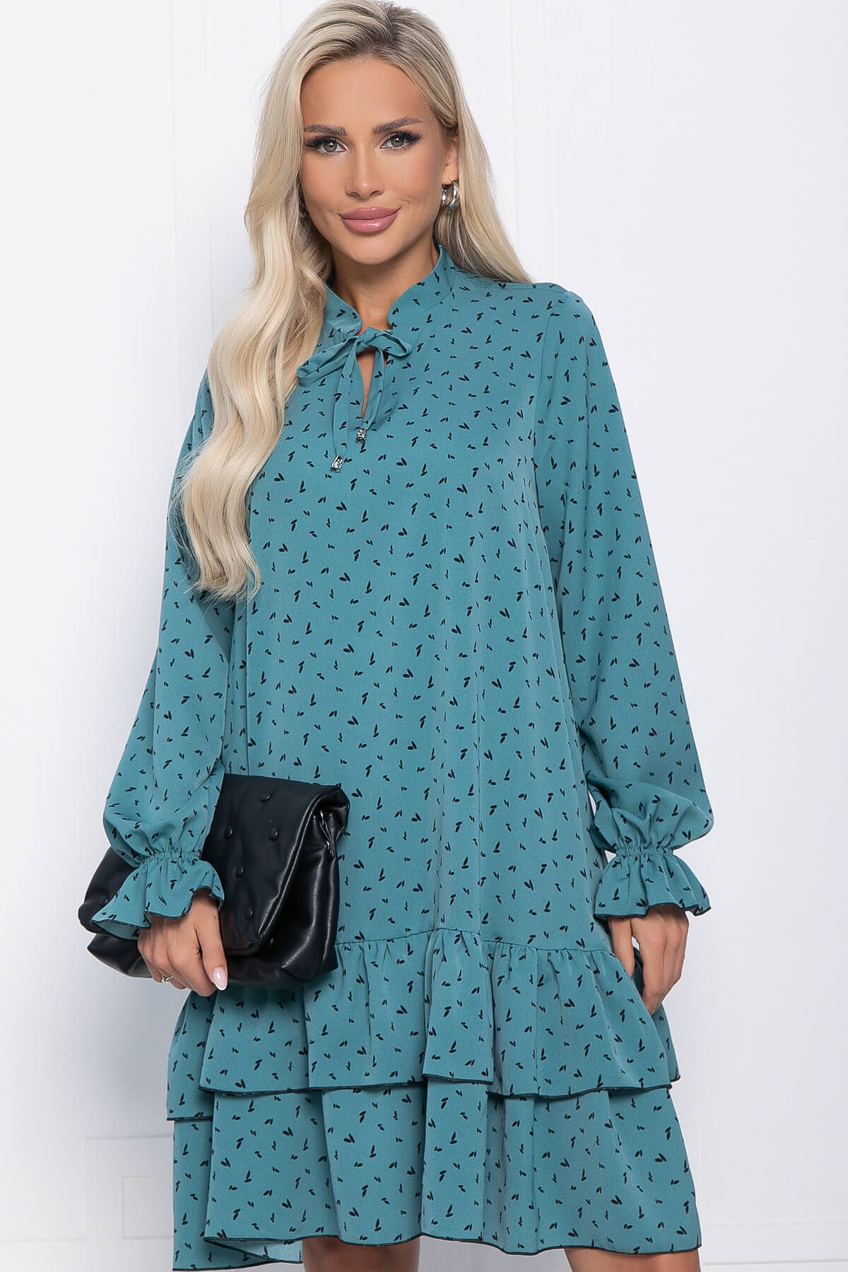 Платье Осенняя симфония (бирюзовое) П10937