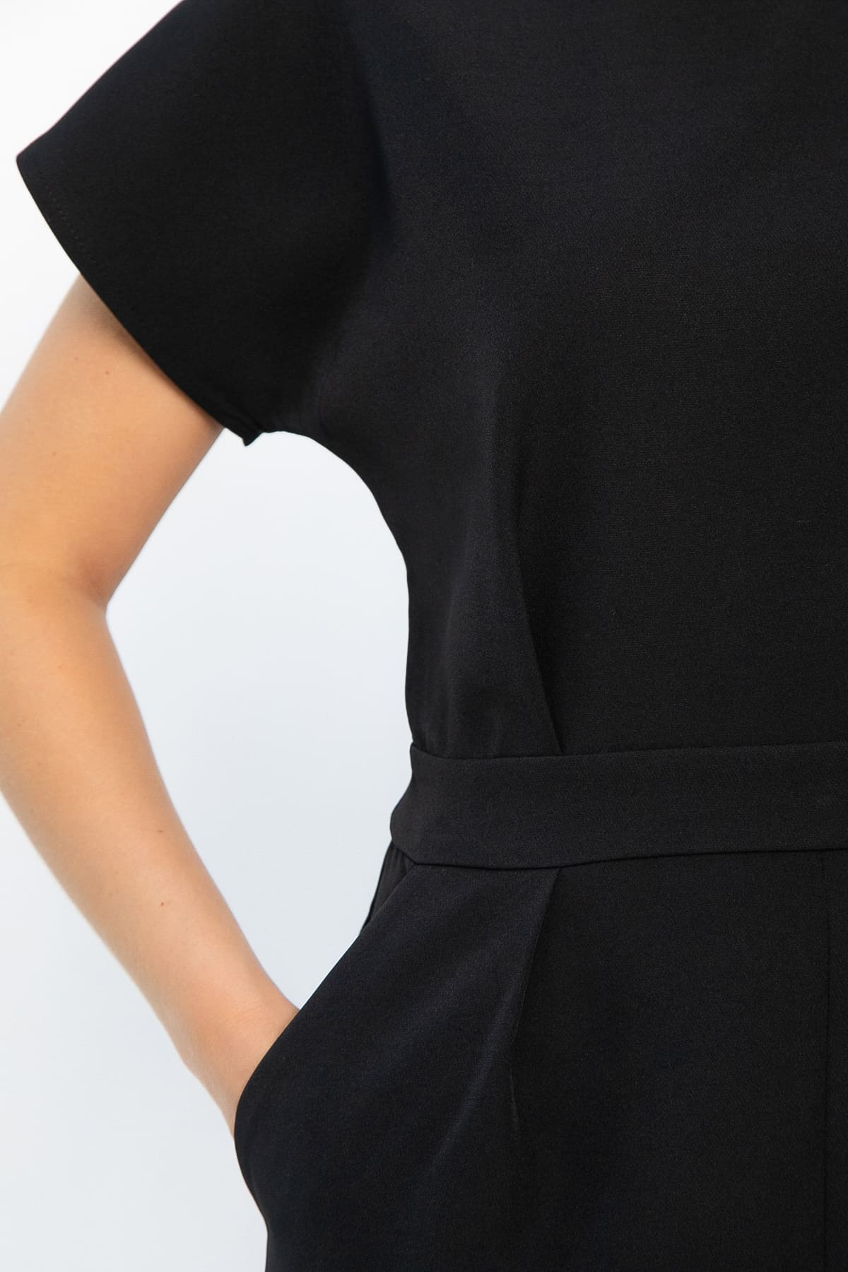 Платье с карманами Утренняя роса (черное) П14371-16М