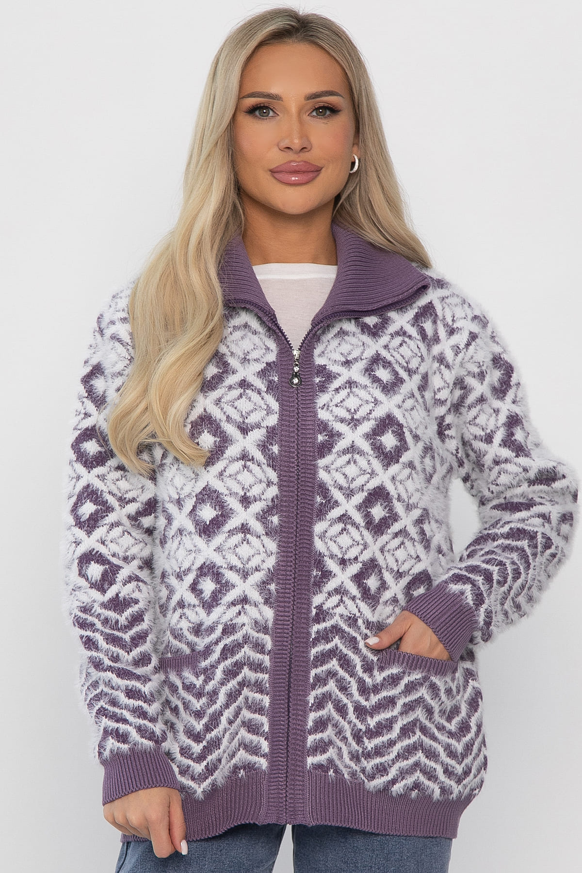 Свитер на молнии Сканди НЬЮ (сиреневый) Б14401-20М