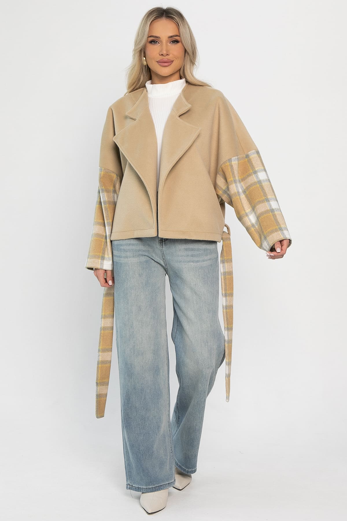 Пальто укороченное Хайт (бежевое) Б14314-7М