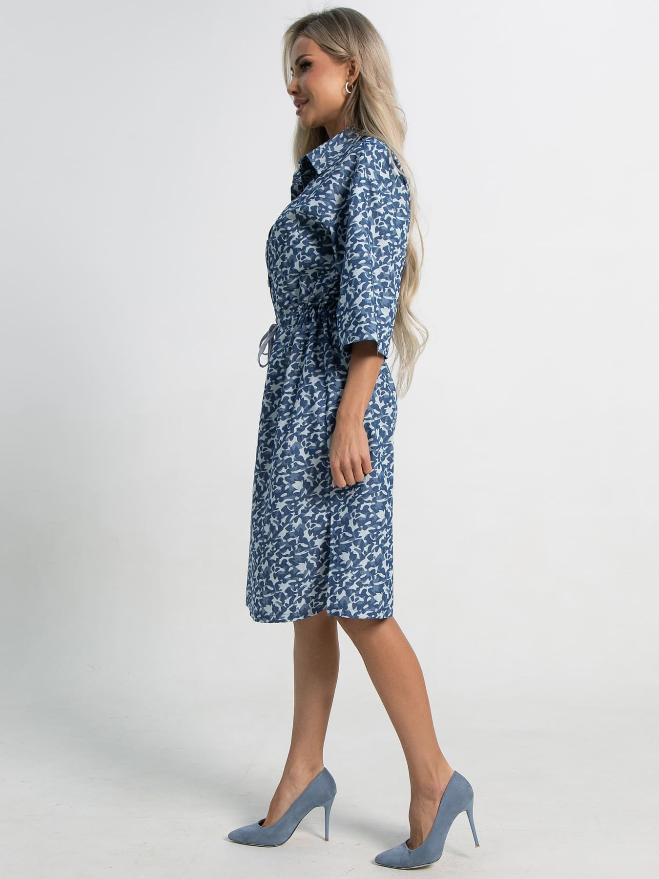 Платье хлопковое Стоун (сине-белое) П15449-4М