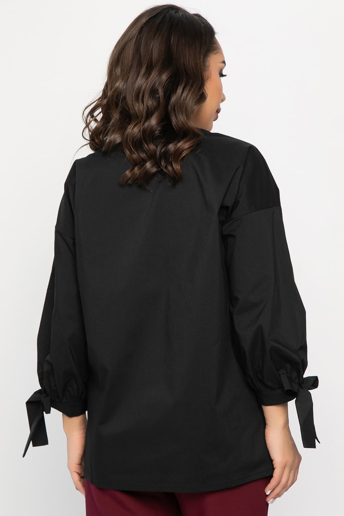 Блуза с завязками Ажур (черная) Б14387-10М
