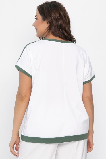 Блуза Далия (бело-оливковая) Б13805-20М Блуза Далия (бело-оливковая) Б13805-20М