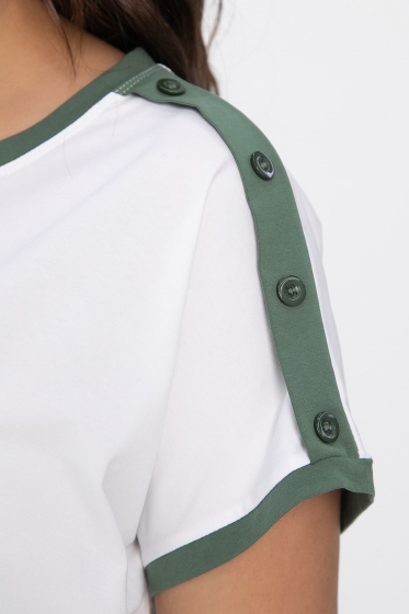 Блуза Далия (бело-оливковая) Б13805-20М Блуза Далия (бело-оливковая) Б13805-20М