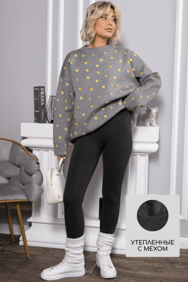 Лосины в рубчик утепленные (графит) Б14803-7М