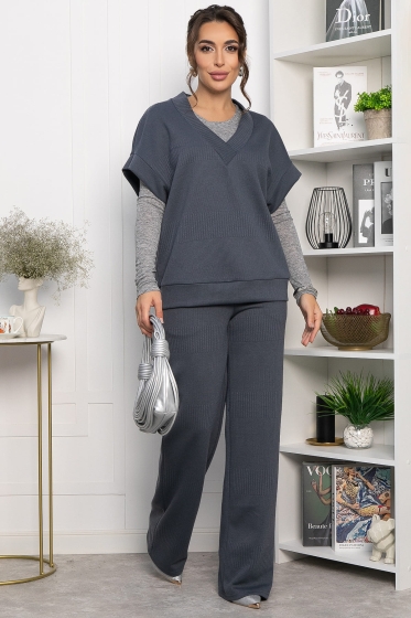 Костюм трикотажный Уютный шарм (серо-синий) К14251-5М