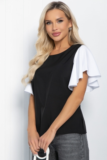 Блуза Мелодия стиля (черно-белая) Б11657