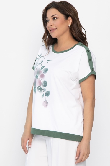 Блуза Далия (бело-оливковая) Б13805-20М Блуза Далия (бело-оливковая) Б13805-20М
