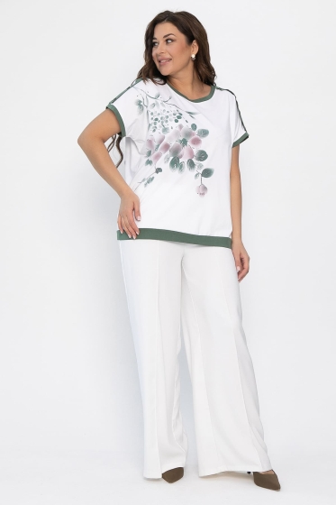 Блуза Далия (бело-оливковая) Б13805-20М Блуза Далия (бело-оливковая) Б13805-20М